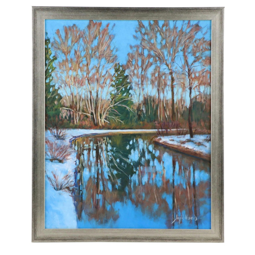 Jay Wilford Landscape Oil Painting "Winter Creek," 21st Century