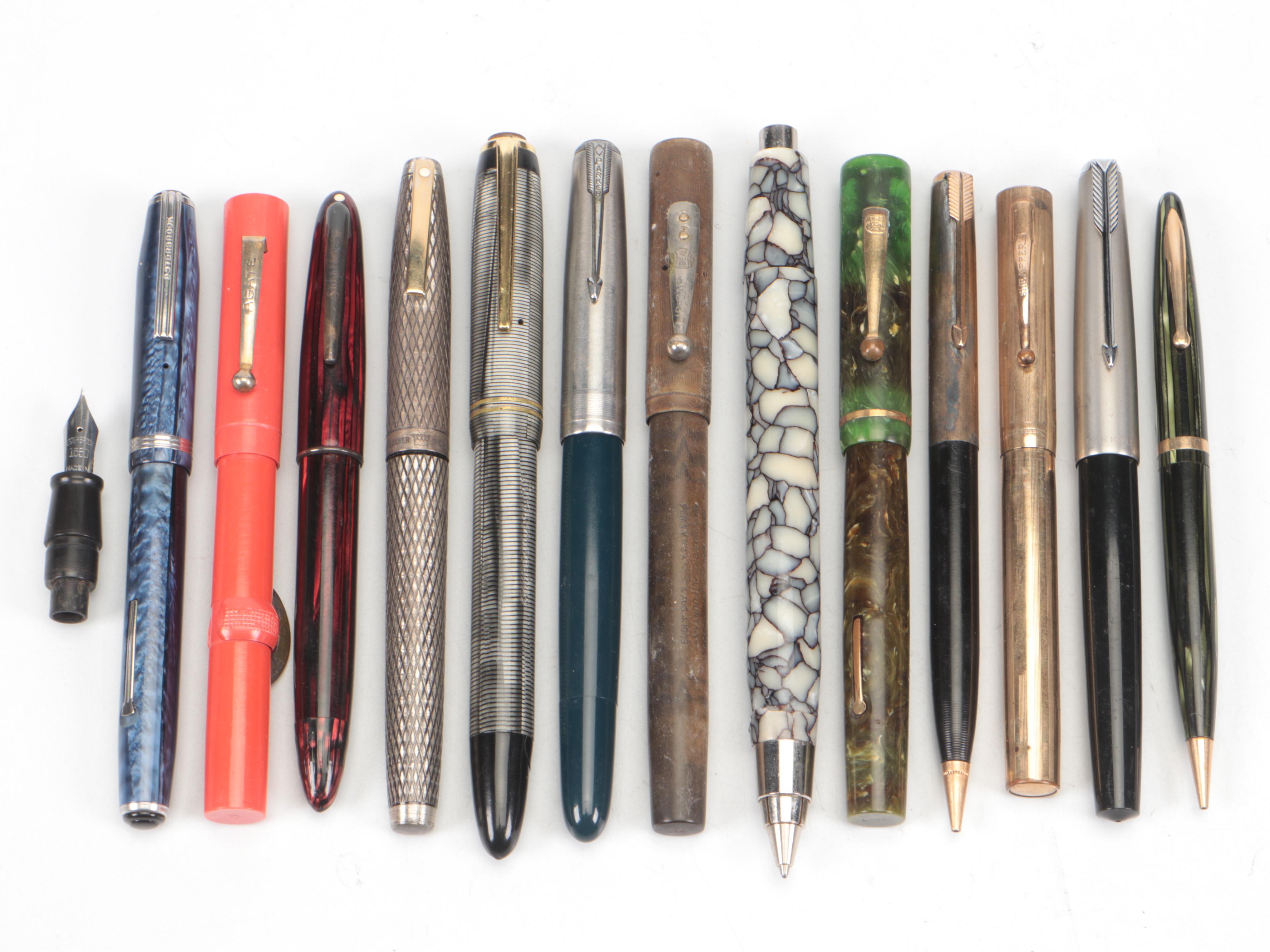 Parker, Waterman, Sheaffer, Hoover De Luxe with Other Pens and Pencils