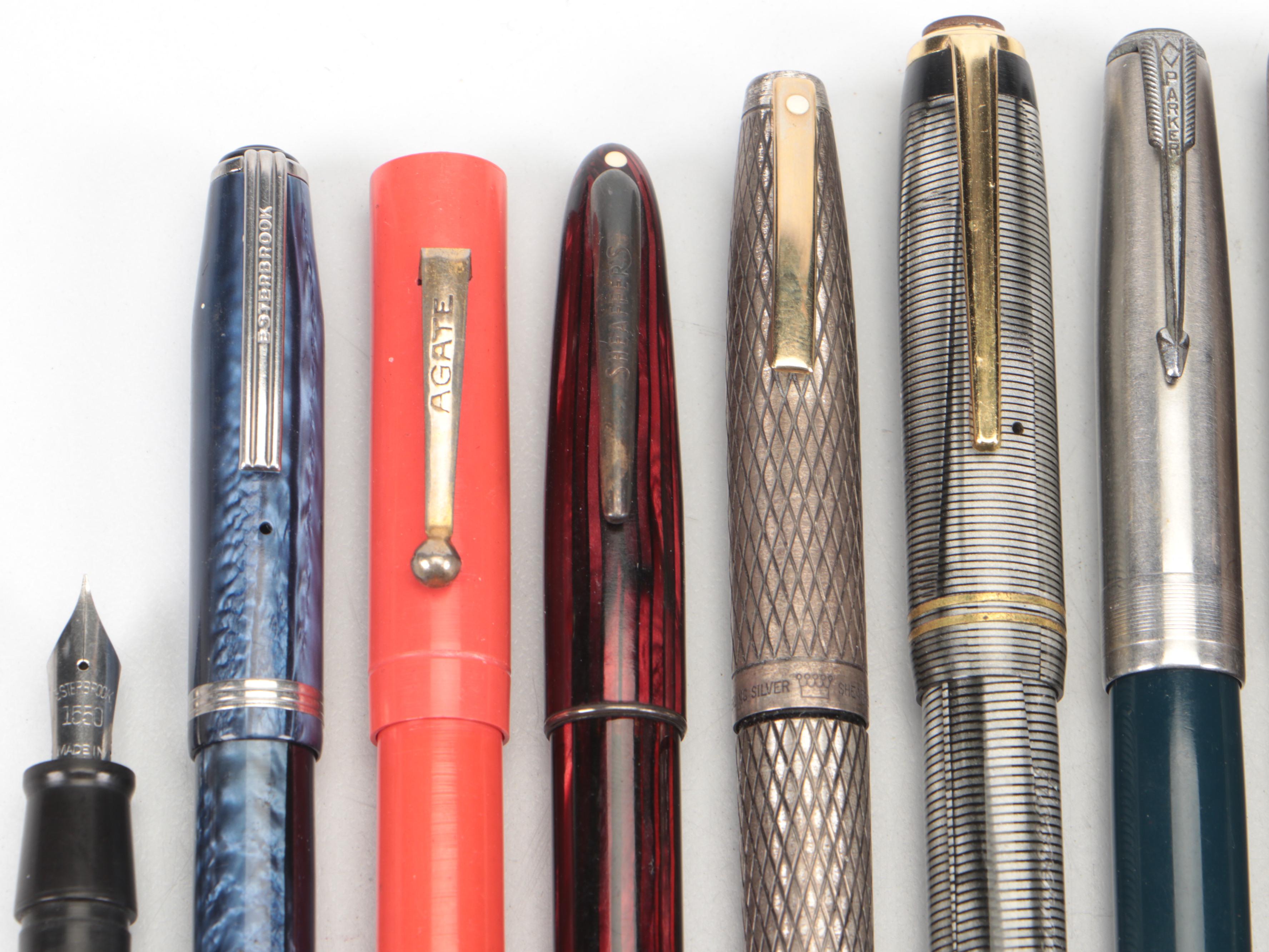 Parker, Waterman, Sheaffer, Hoover De Luxe with Other Pens and Pencils