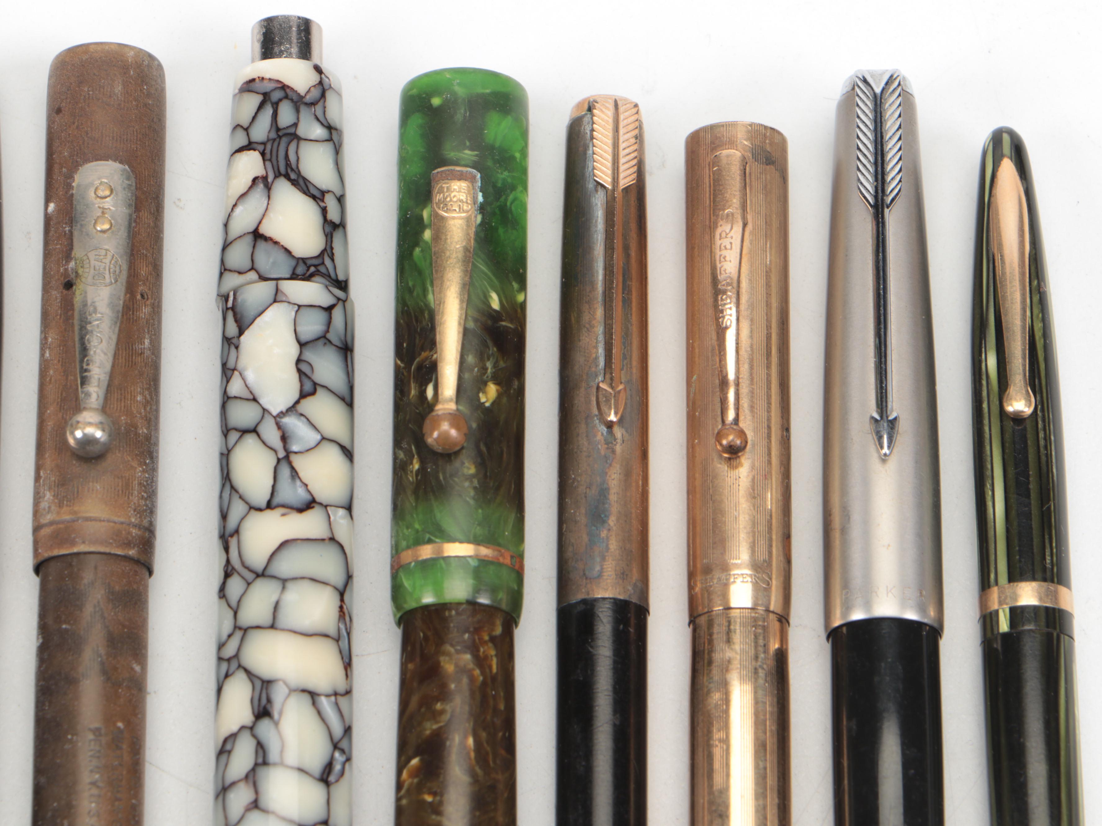 Parker, Waterman, Sheaffer, Hoover De Luxe with Other Pens and Pencils
