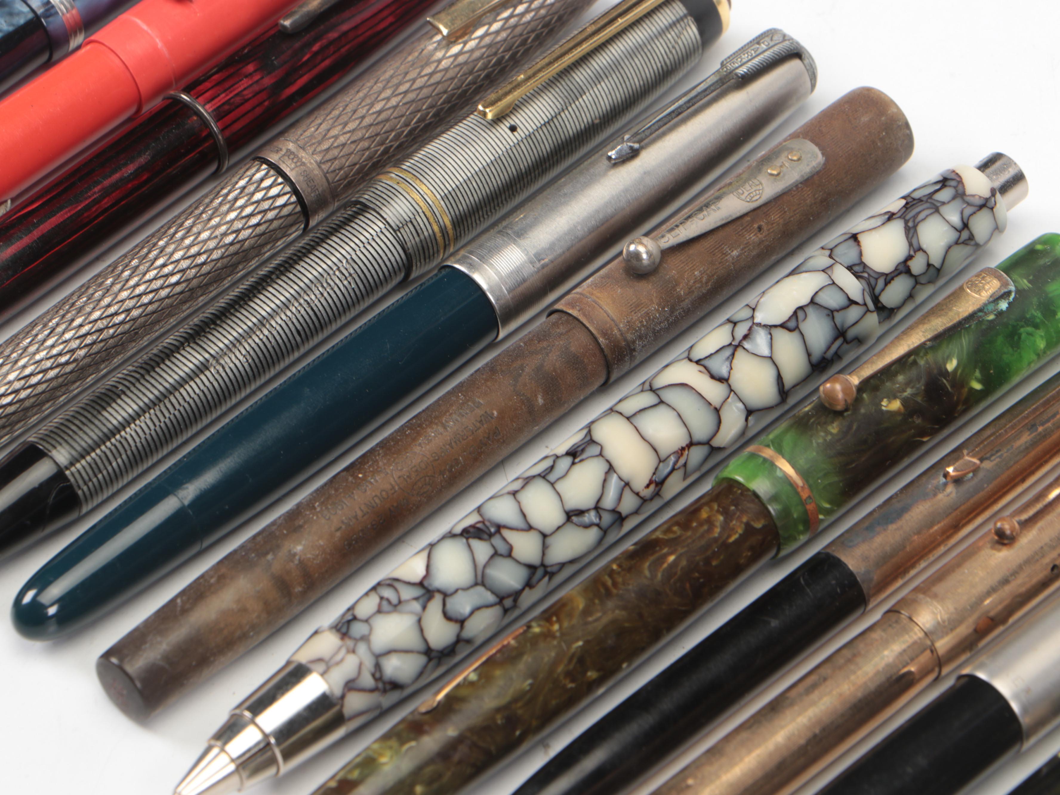 Parker, Waterman, Sheaffer, Hoover De Luxe with Other Pens and Pencils