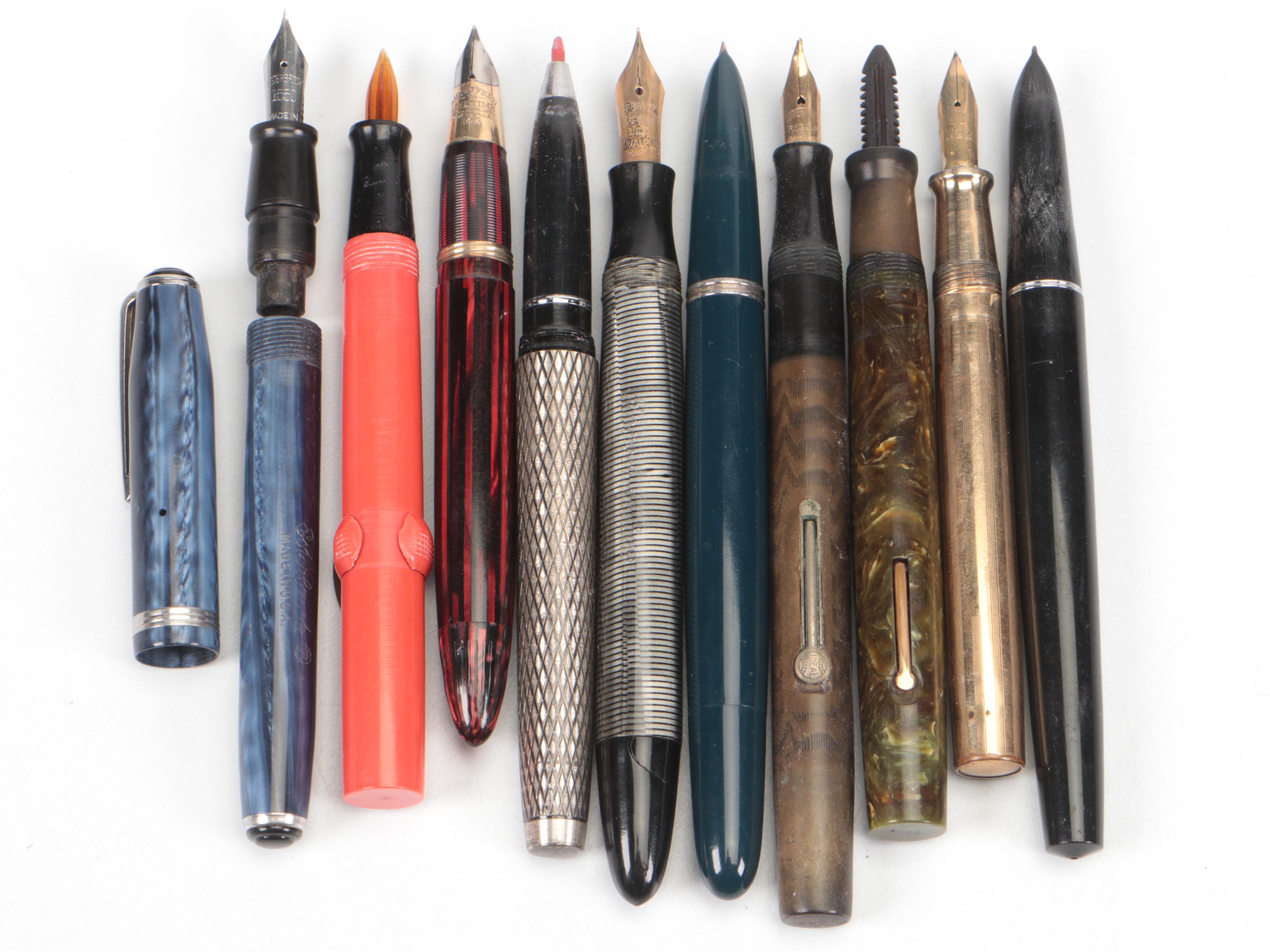 Parker, Waterman, Sheaffer, Hoover De Luxe with Other Pens and Pencils