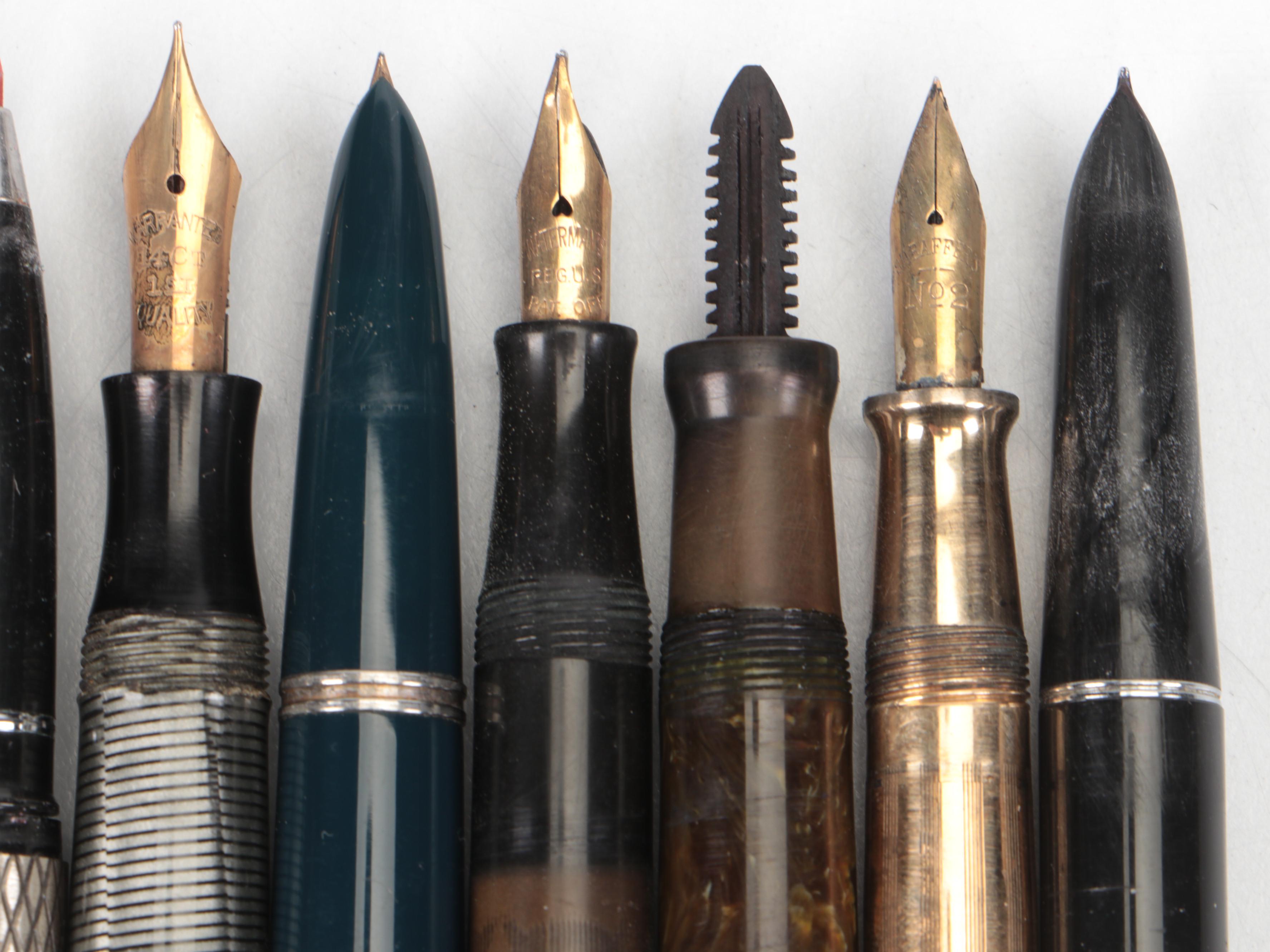 Parker, Waterman, Sheaffer, Hoover De Luxe with Other Pens and Pencils