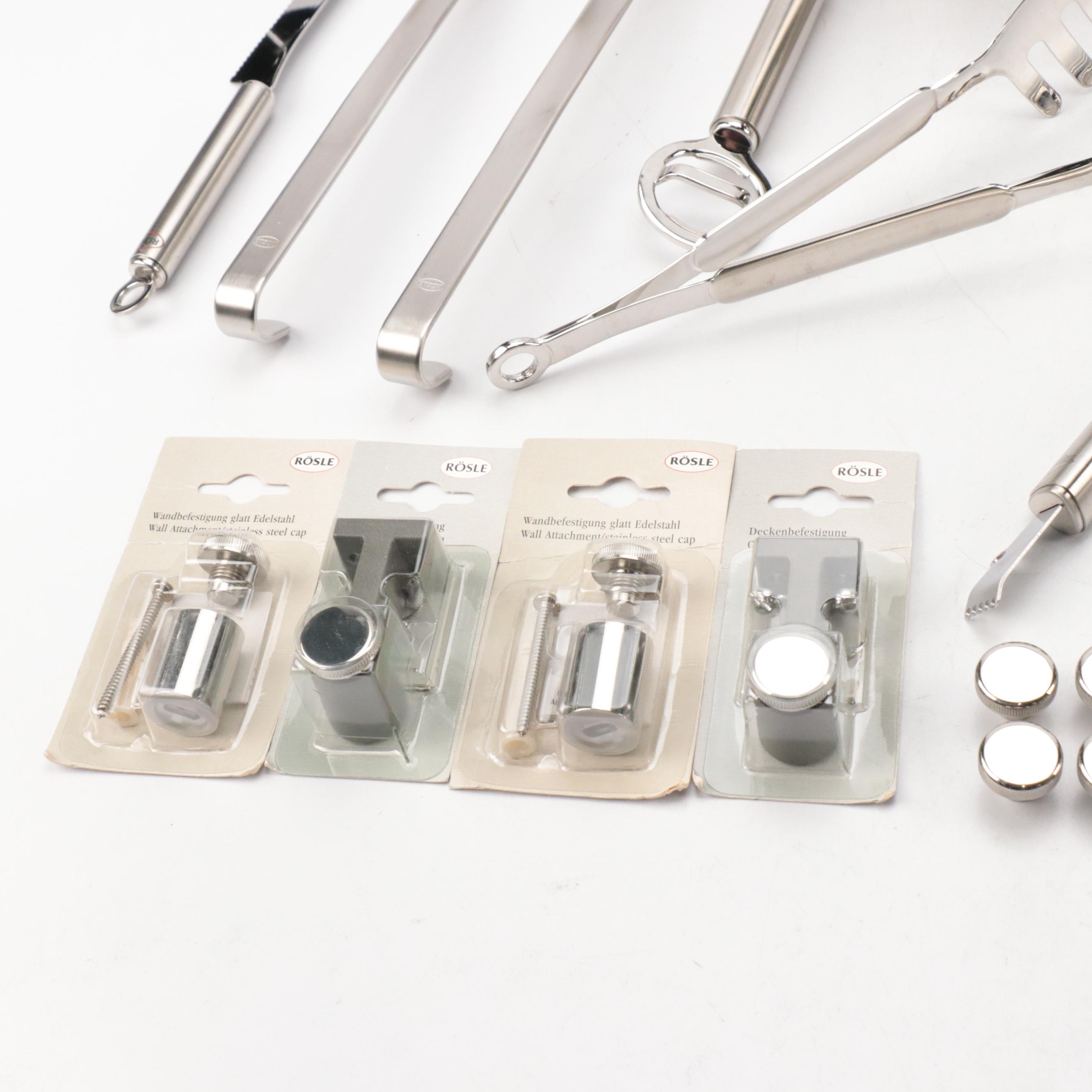 RÖSLE Modern Stainless Steel Cooking Utensils with Hanger and Food Canisters