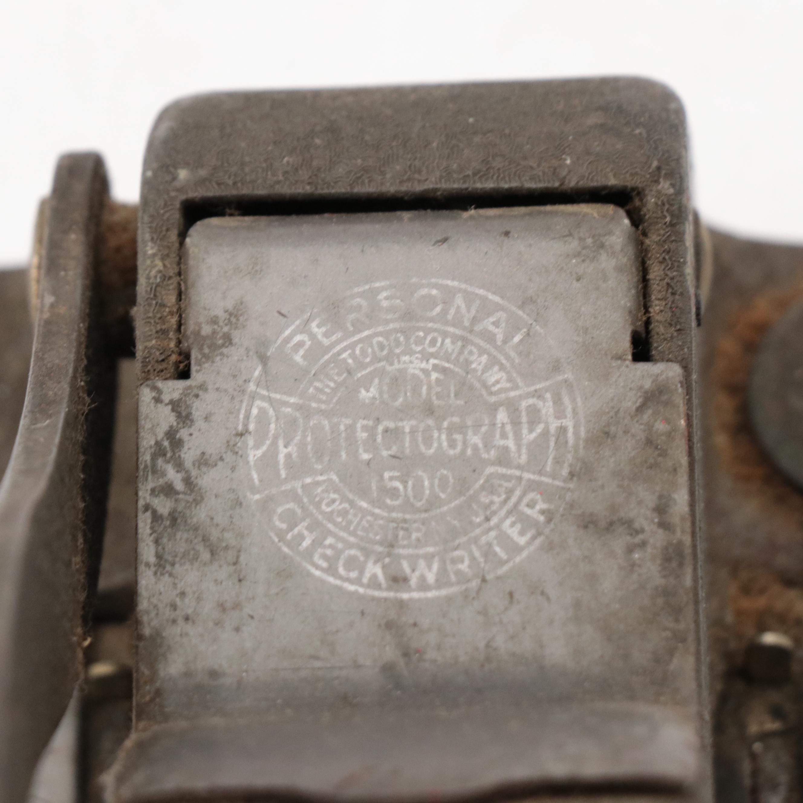 Todd Company "Protectograph" Check Writer with Oil Cans, Photograph and More