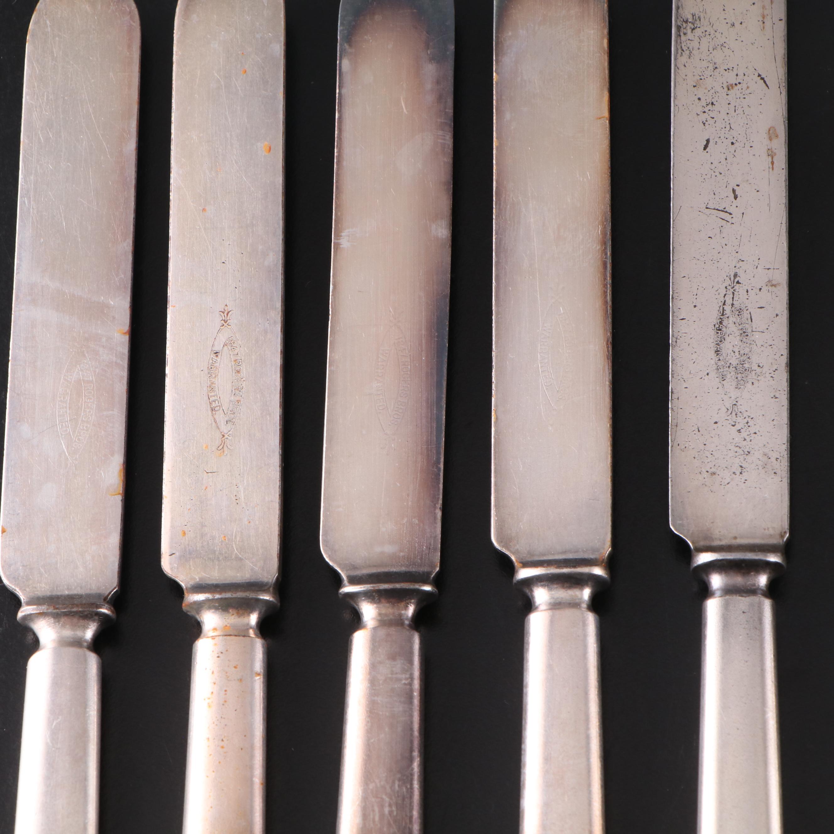 Reed & Barton Enameled Silver Plate Bowl with Silver Plate Flatware