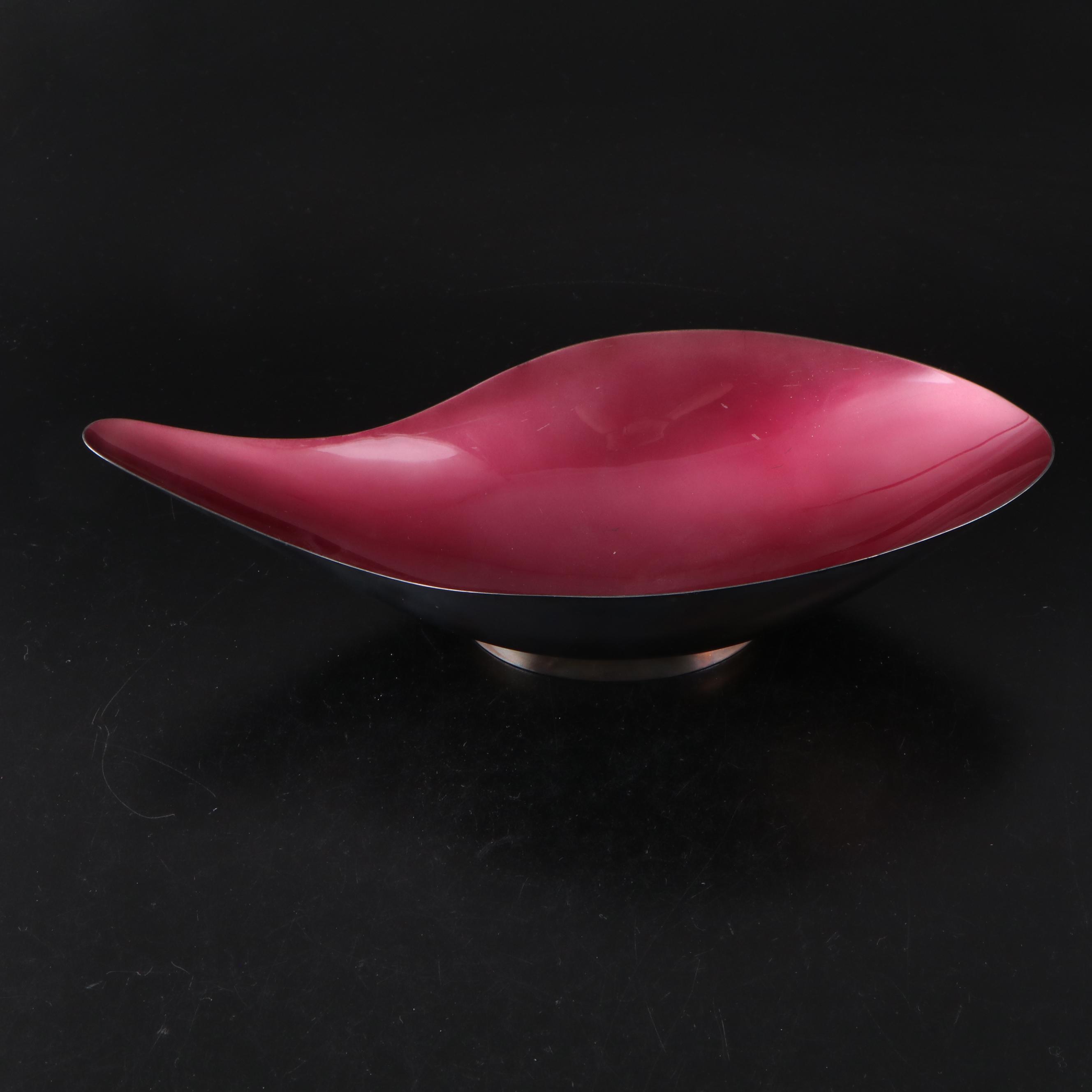 Reed & Barton Enameled Silver Plate Bowl with Silver Plate Flatware