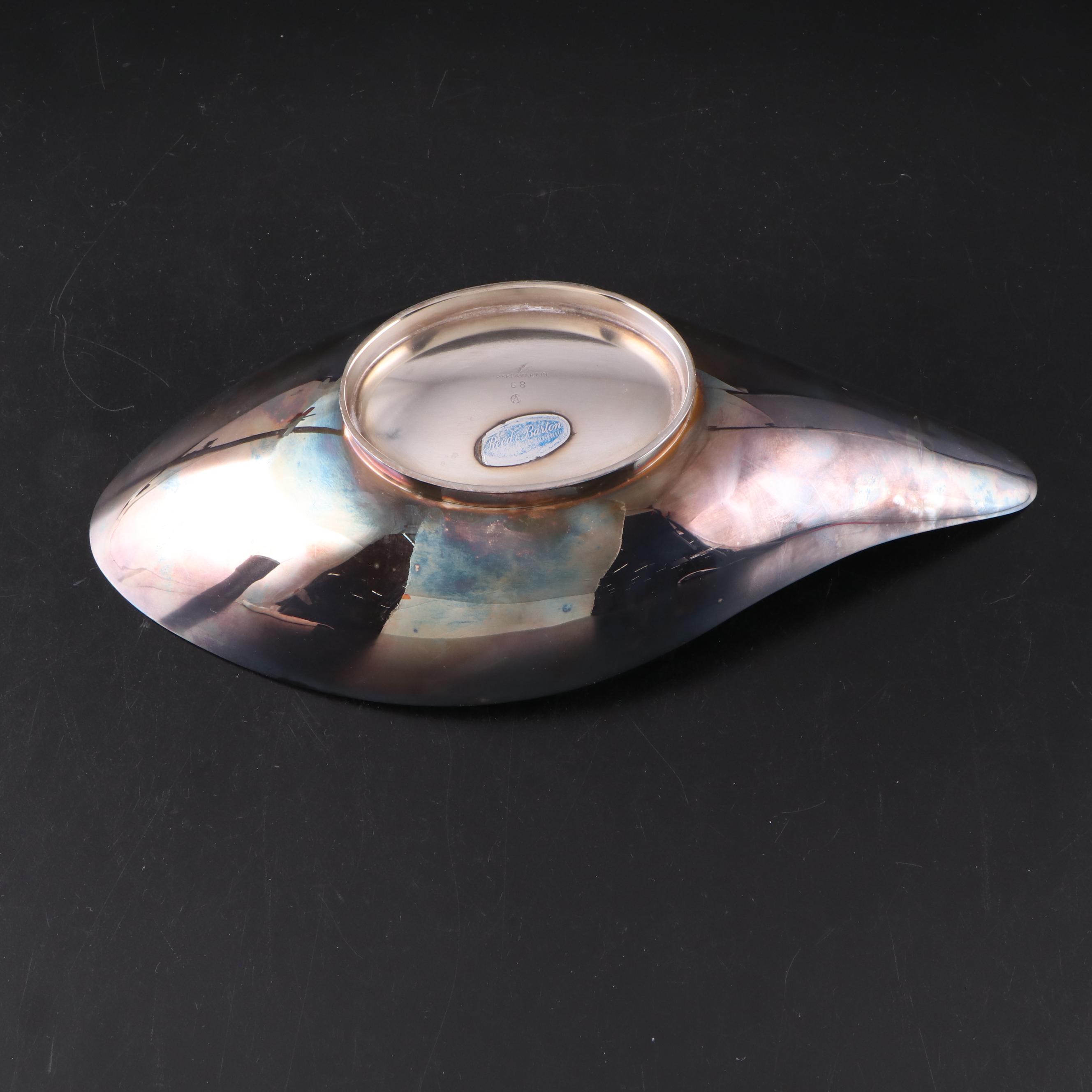 Reed & Barton Enameled Silver Plate Bowl with Silver Plate Flatware