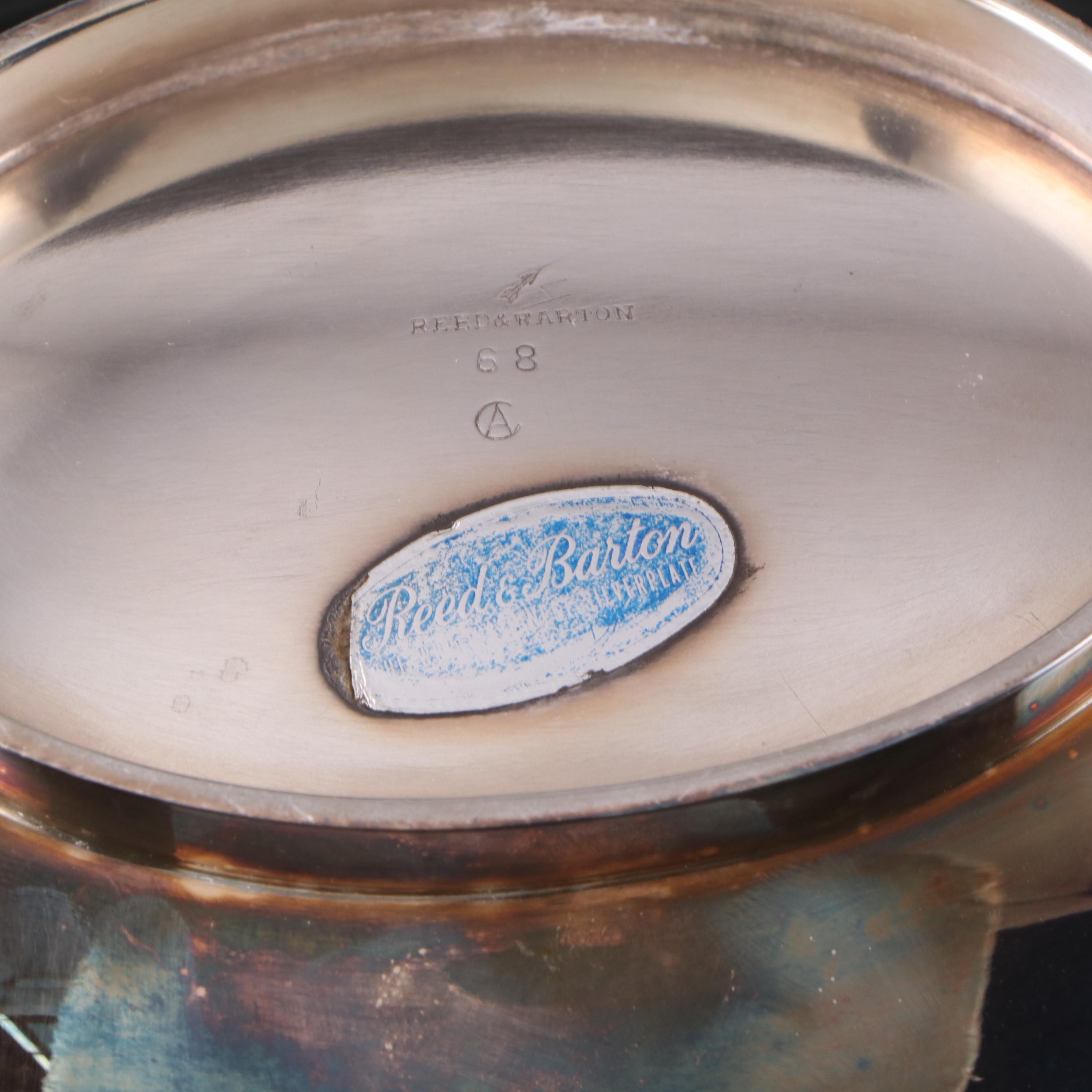 Reed & Barton Enameled Silver Plate Bowl with Silver Plate Flatware