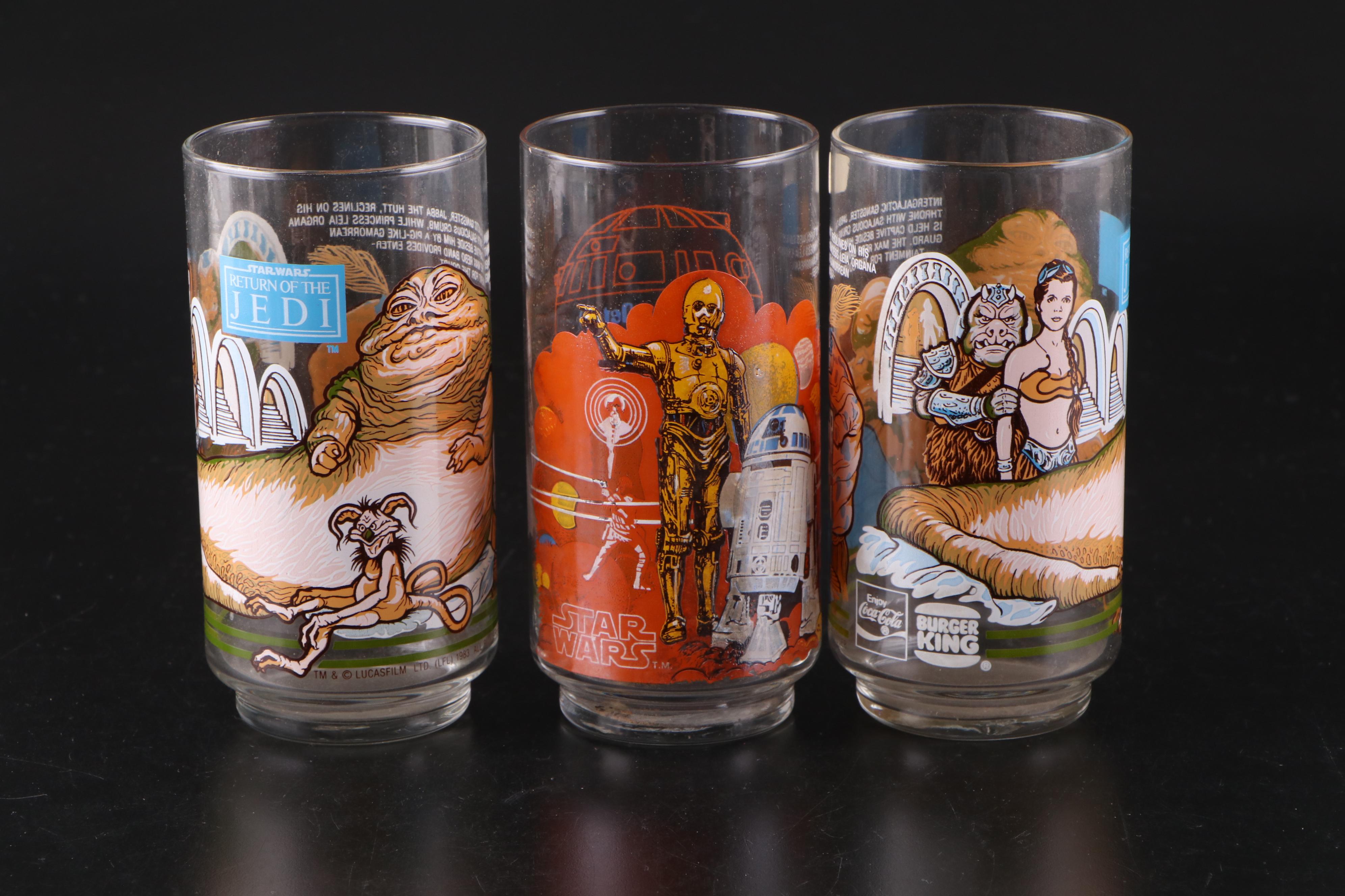 Libbey Star Wars Theme Glass Tumblers with Star Wars Metal Pinbacks and More