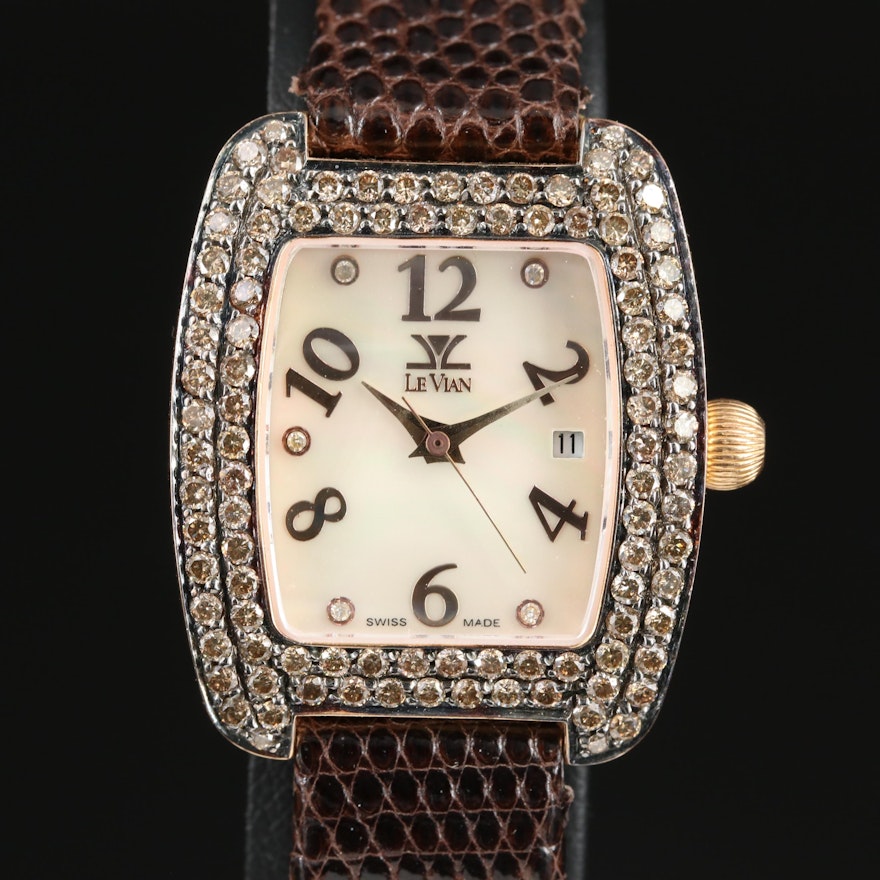 Le Vian 18K Mother-of-Pearl, 1.03 CTW Lab Grown Fancy Diamond Wristwatch