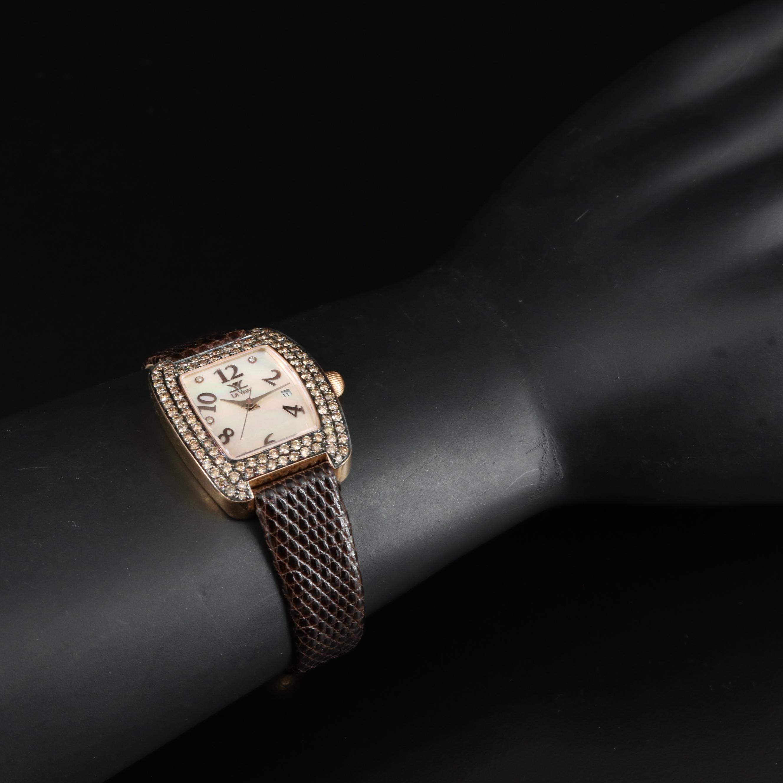 Le Vian 18K Mother-of-Pearl, 1.03 CTW Lab Grown Fancy Diamond Watch