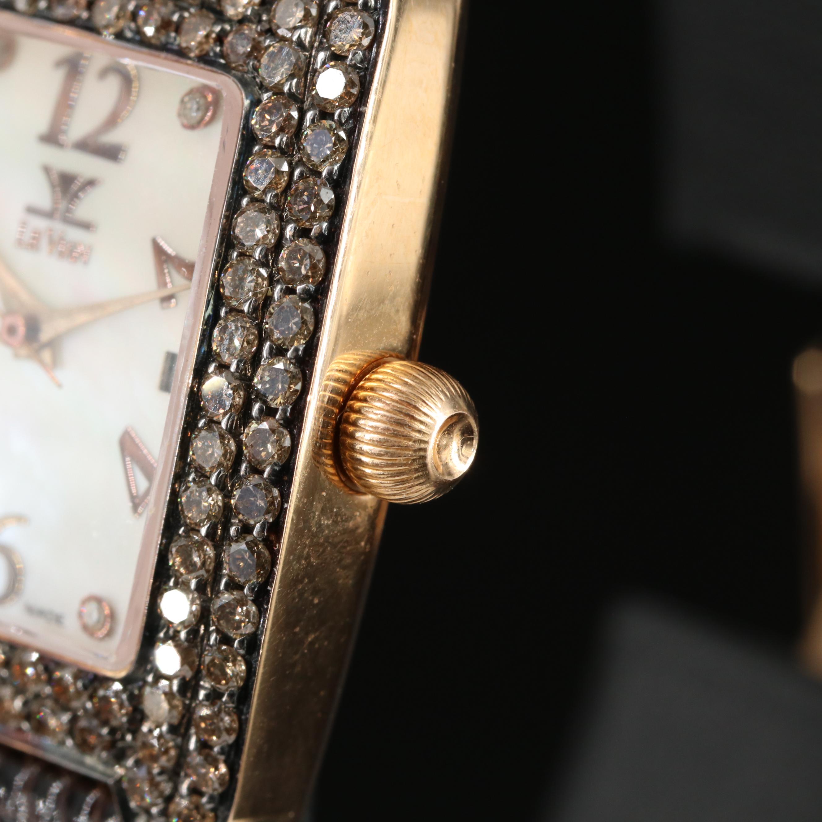 Le Vian 18K Mother-of-Pearl, 1.03 CTW Lab Grown Fancy Diamond Watch