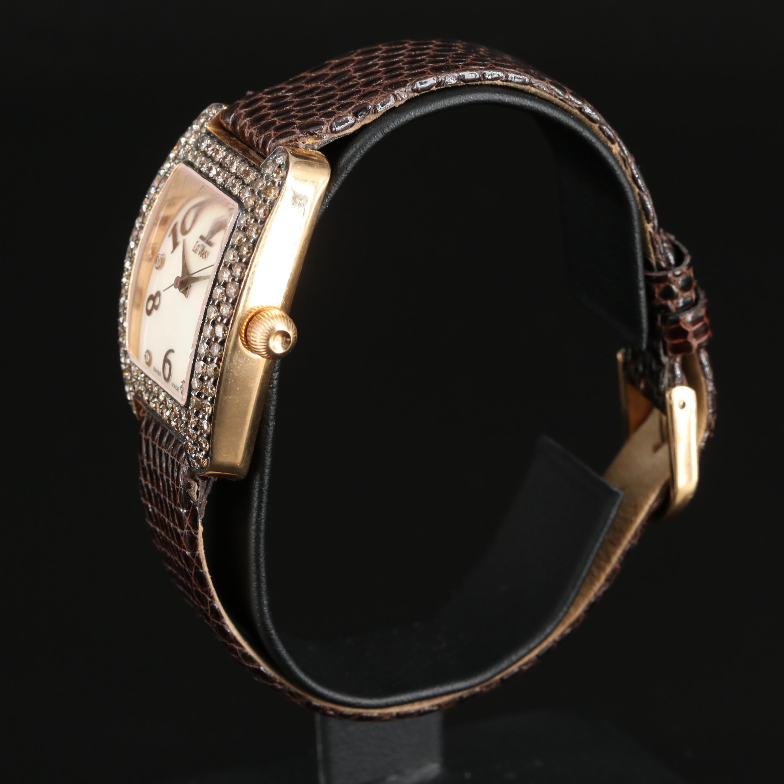 Le Vian 18K Mother-of-Pearl, 1.03 CTW Lab Grown Fancy Diamond Watch