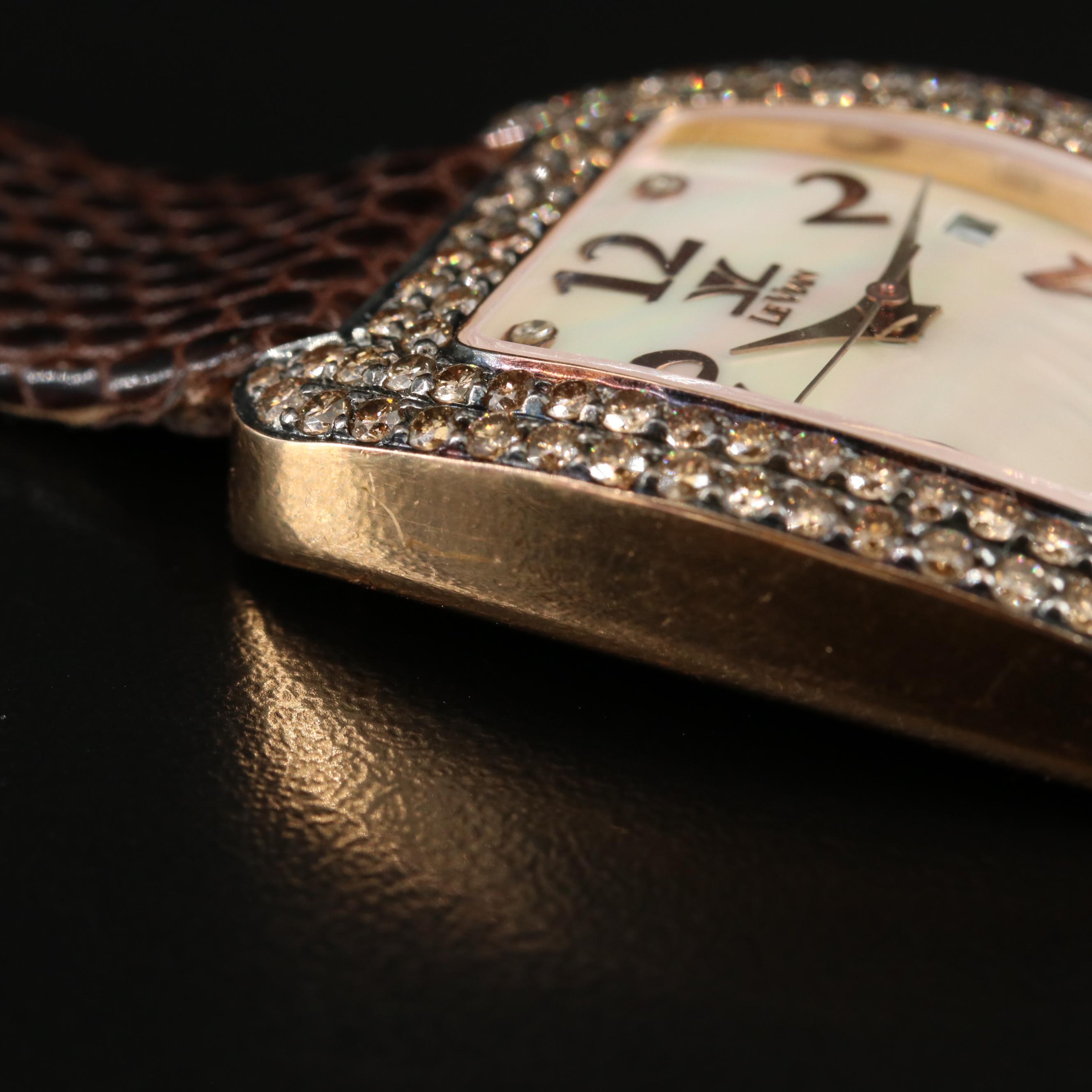 Le Vian 18K Mother-of-Pearl, 1.03 CTW Lab Grown Fancy Diamond Watch