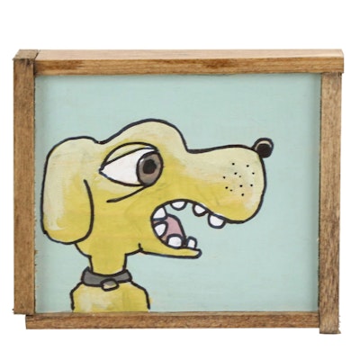 Aaron Wooten Acrylic Painting of Dog "Spot," 2024