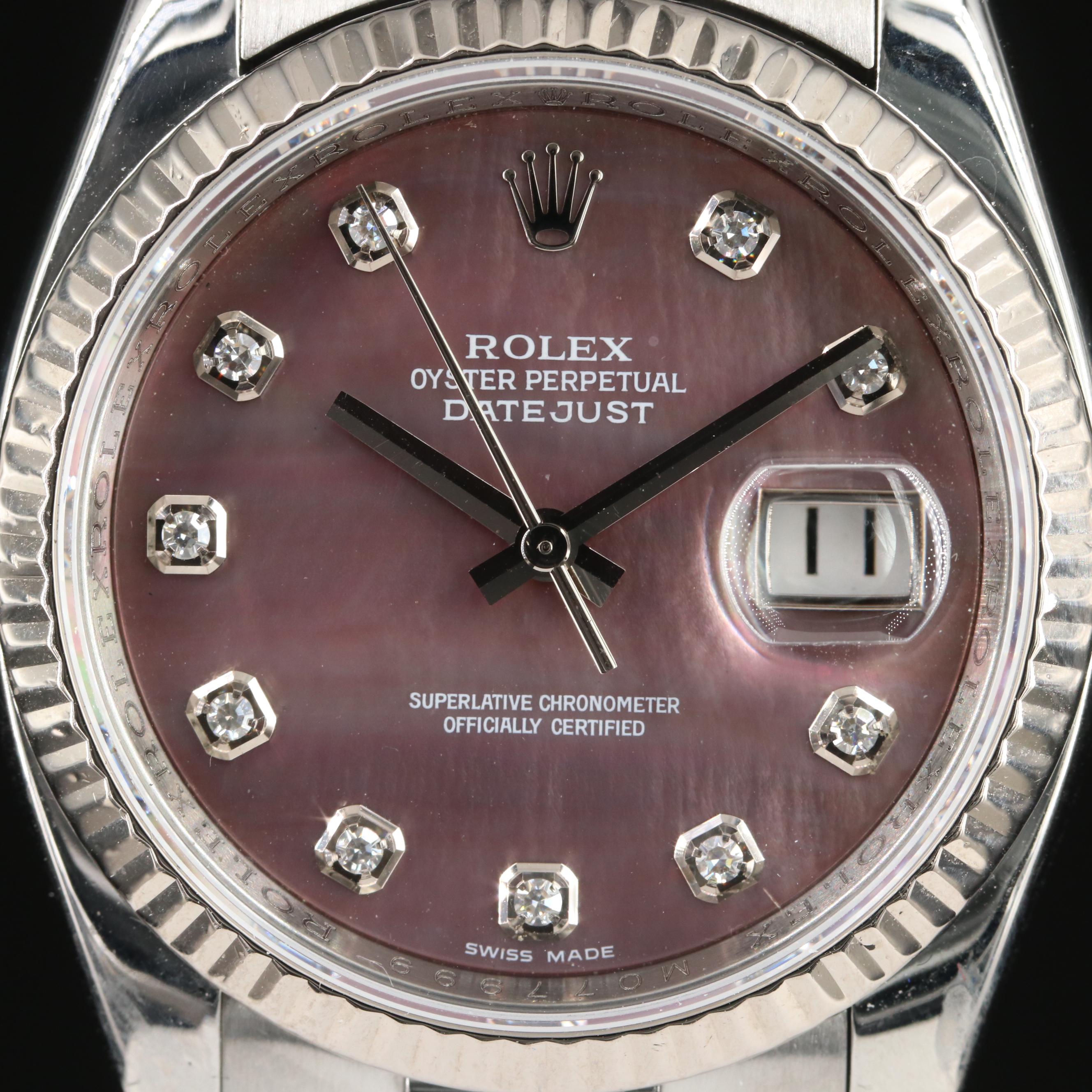 2007 Rolex Custom Diamond, Mother-of-Pearl Dial Datejust Watch