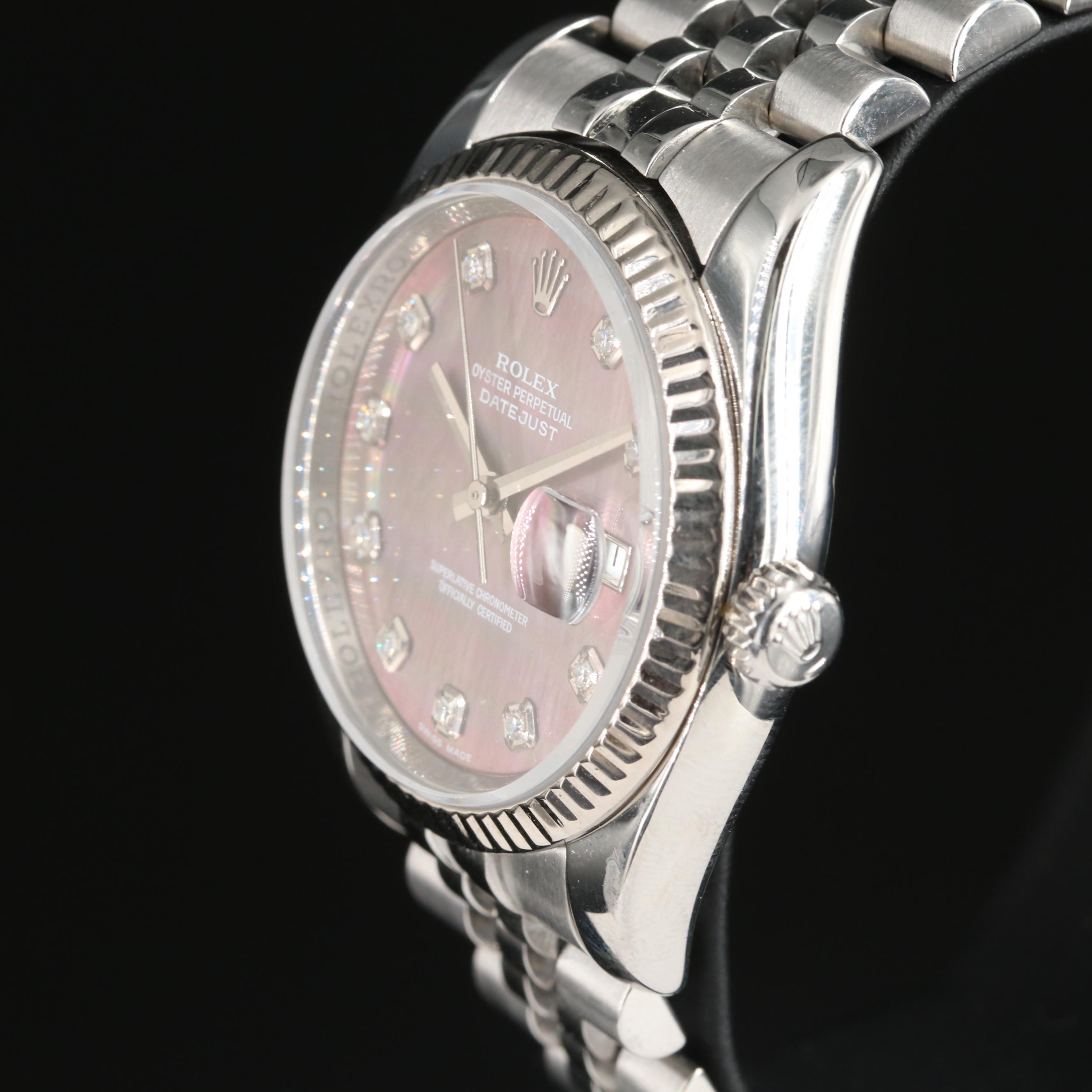 2007 Rolex Custom Diamond, Mother-of-Pearl Dial Datejust Watch