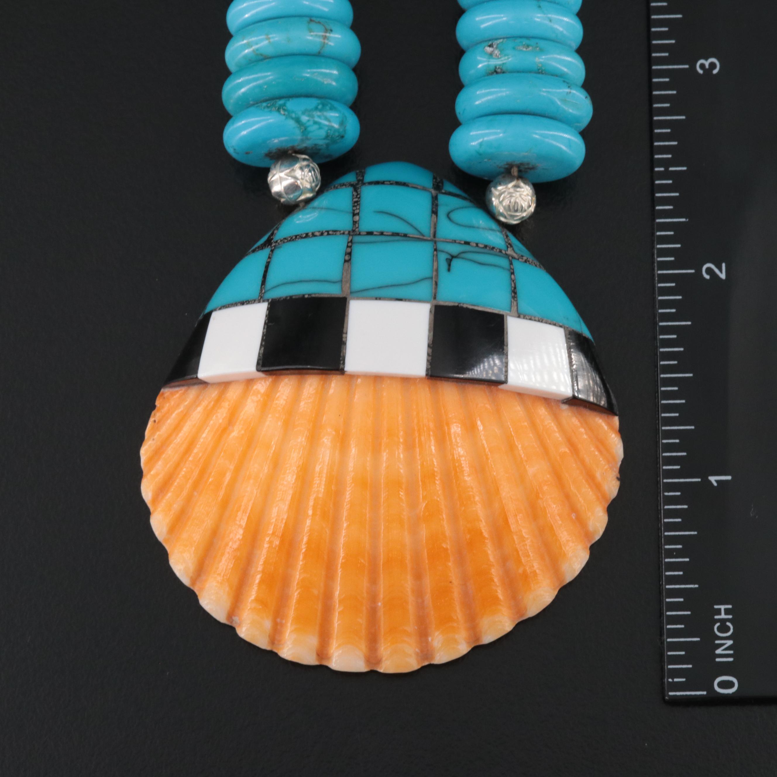Turquoise, Shell and Coral Necklace