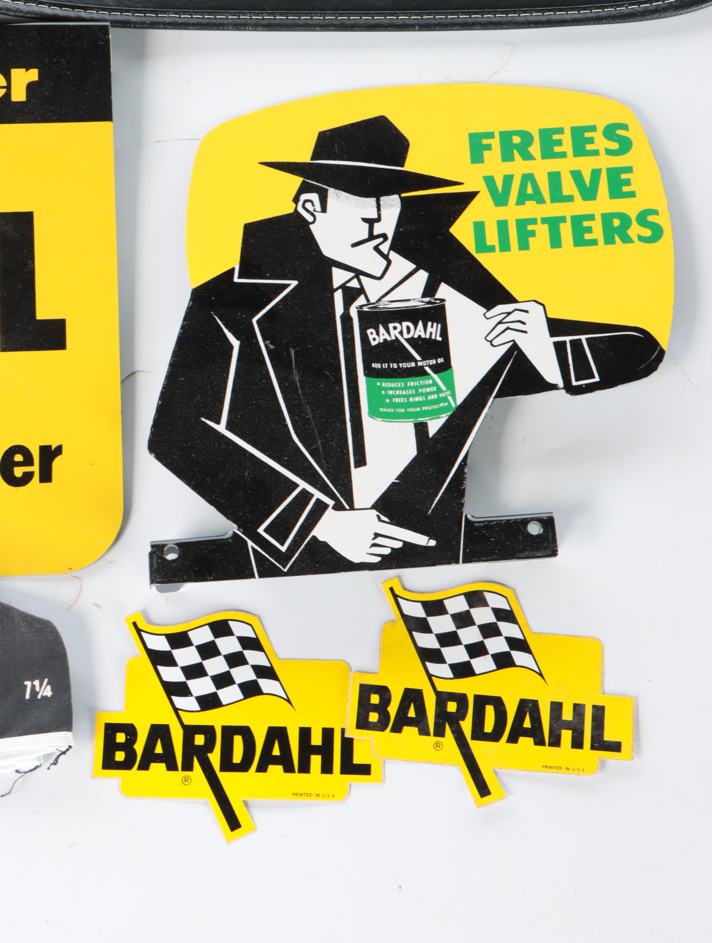 Bardahl Advertising Display Signs, Decals, Hats and More, Mid-20th Century