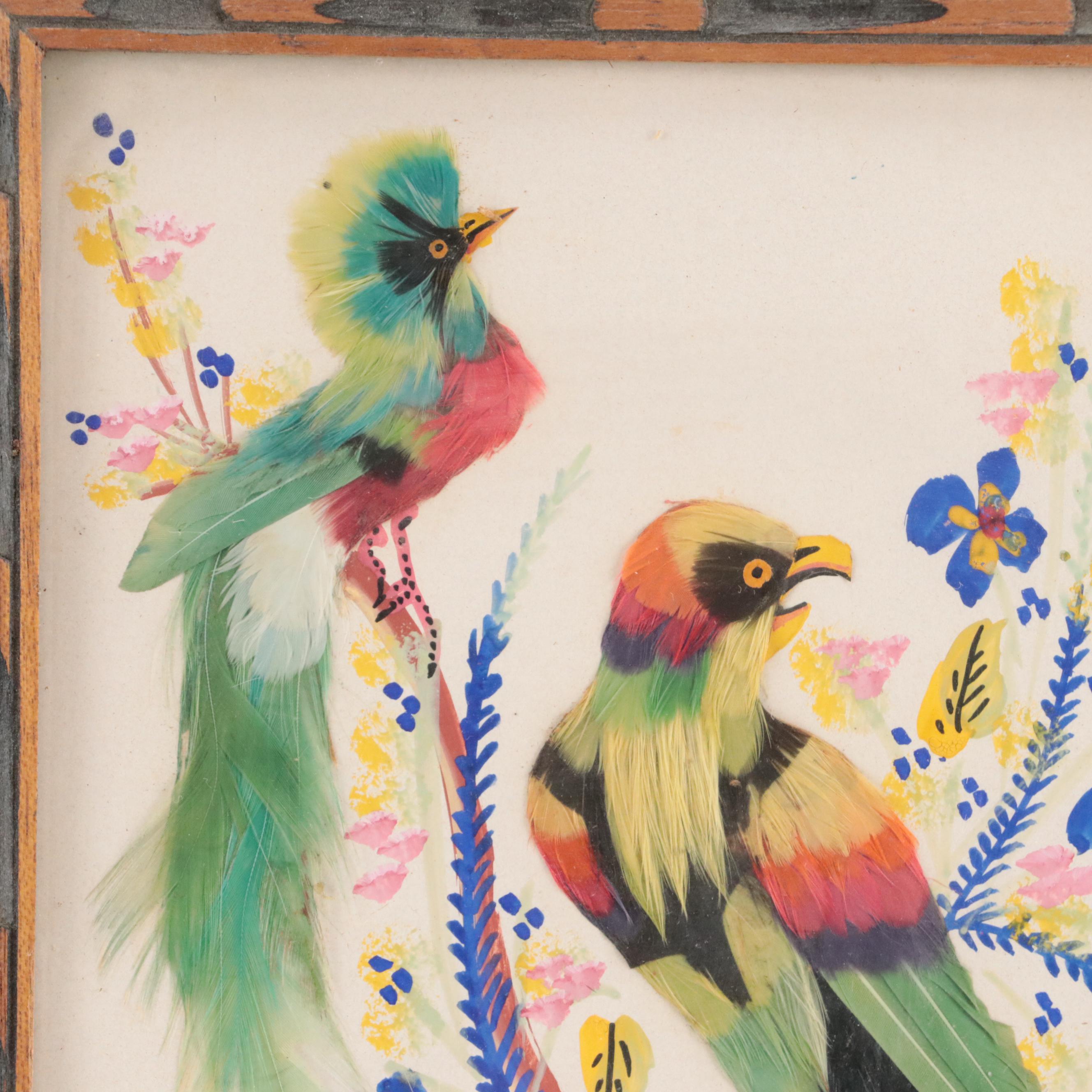 Cartimex and Other Bird Motif Mexican Feathercraft Wall Plaques