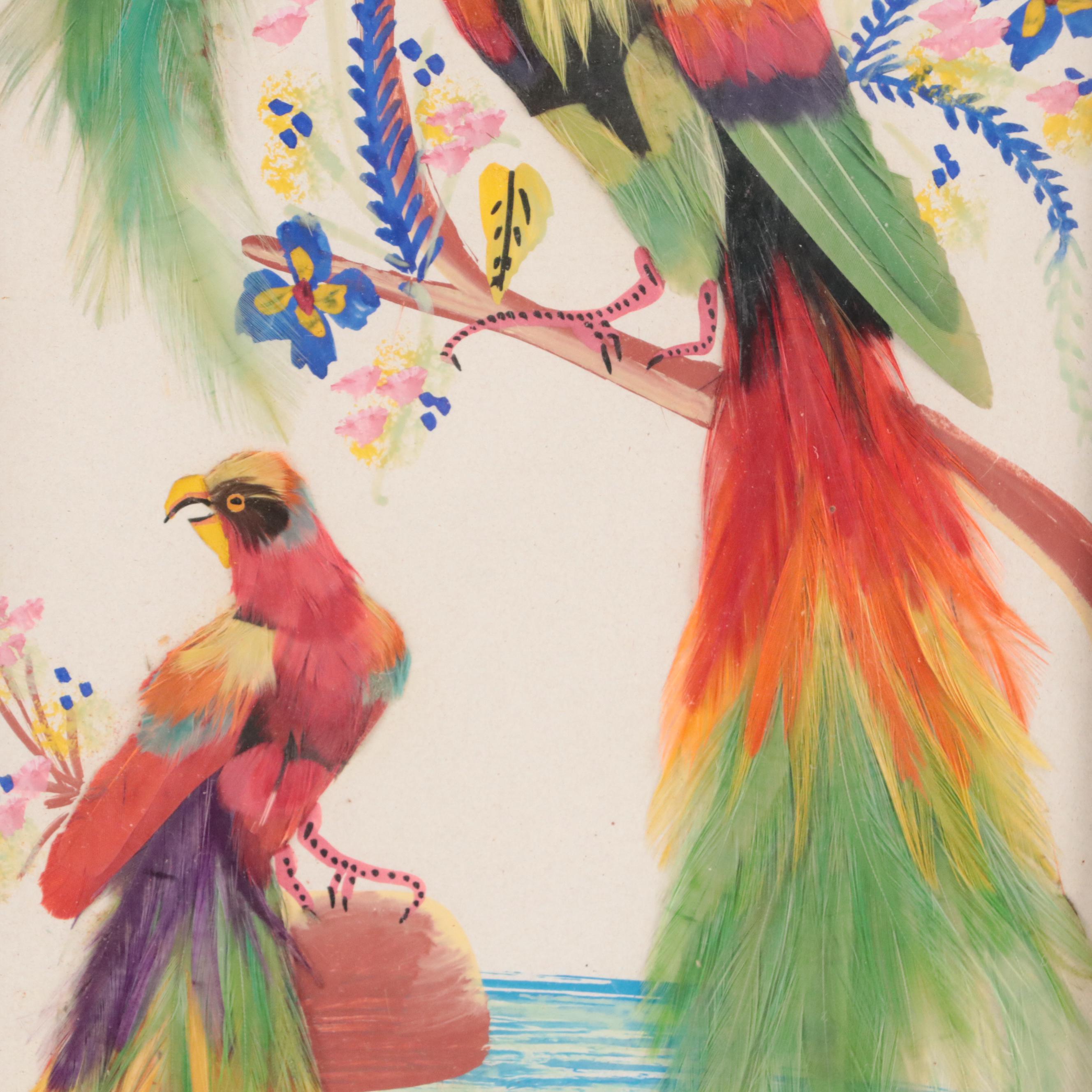 Cartimex and Other Bird Motif Mexican Feathercraft Wall Plaques