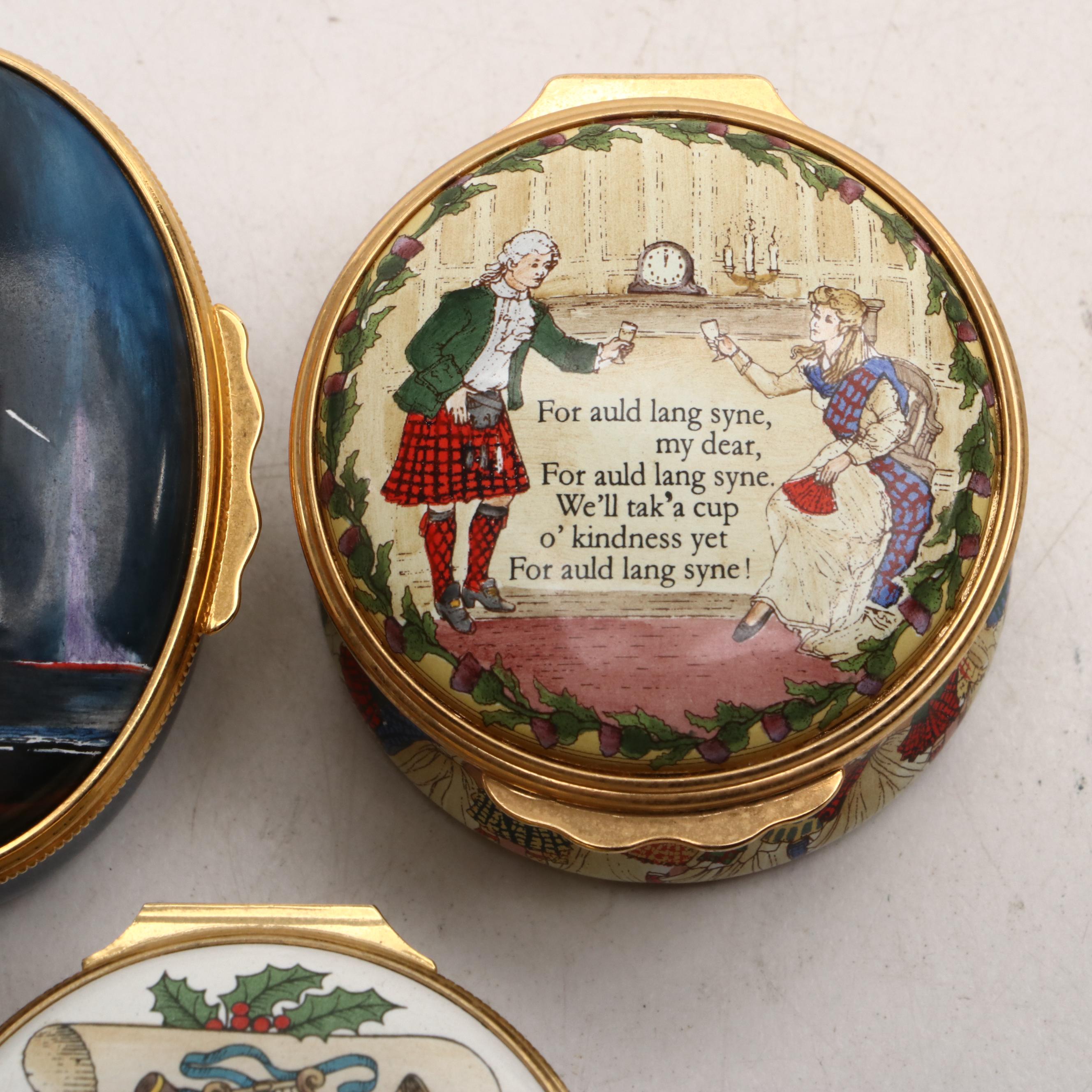 Halcyon Days Christmas-Themed Enamel Music Boxes