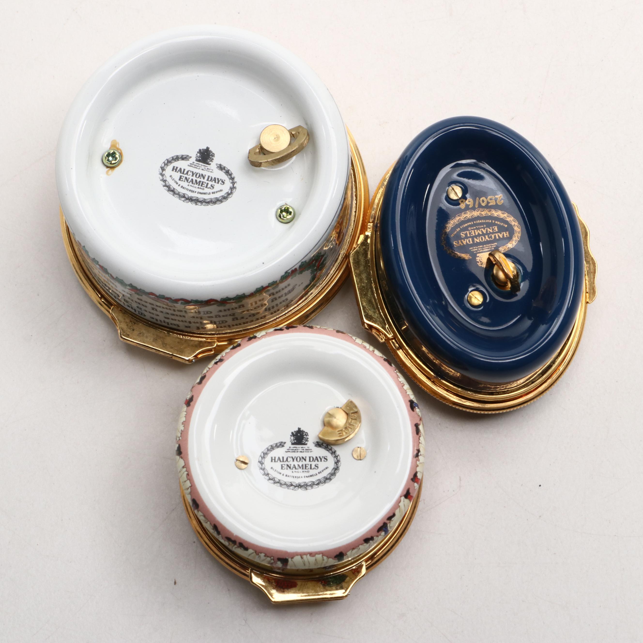 Halcyon Days Christmas-Themed Enamel Music Boxes