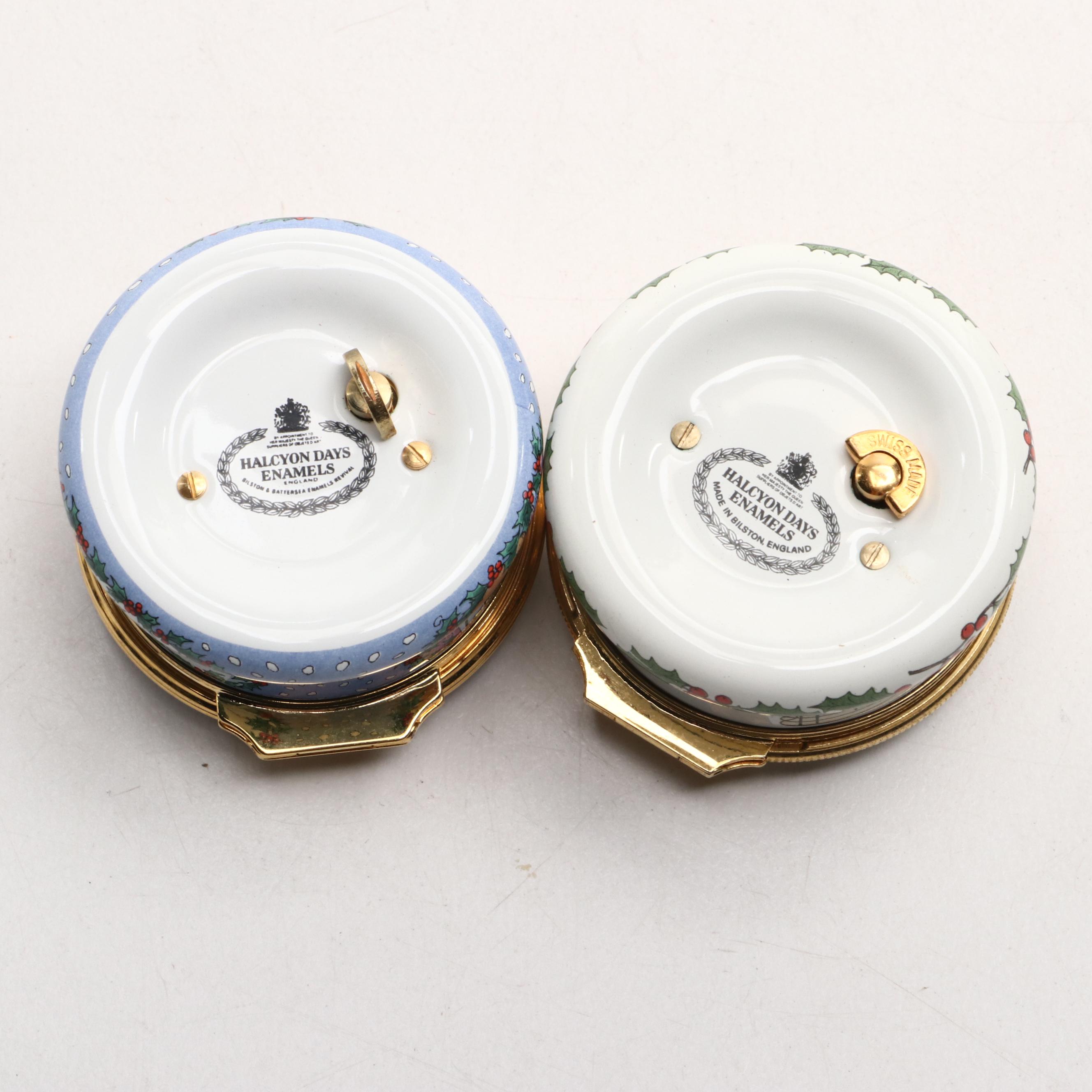 Halcyon Days Christmas-Themed Enamel Music Boxes