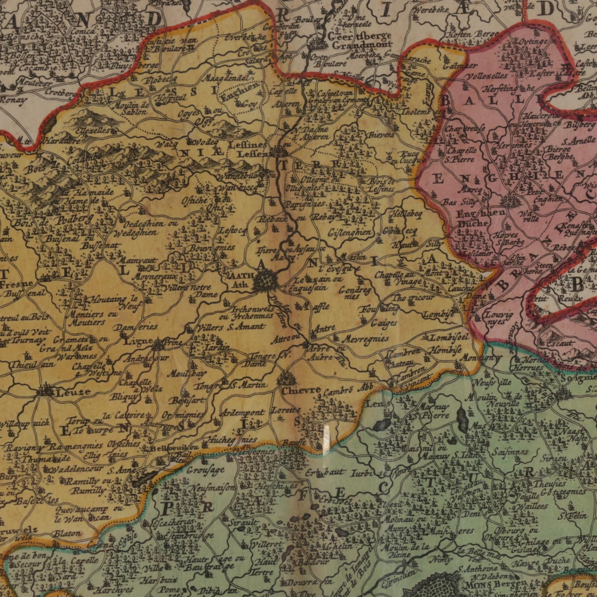 Johann Baptiste Homann Hand-Colored Engraved Map "Hannoniae", 18th Century