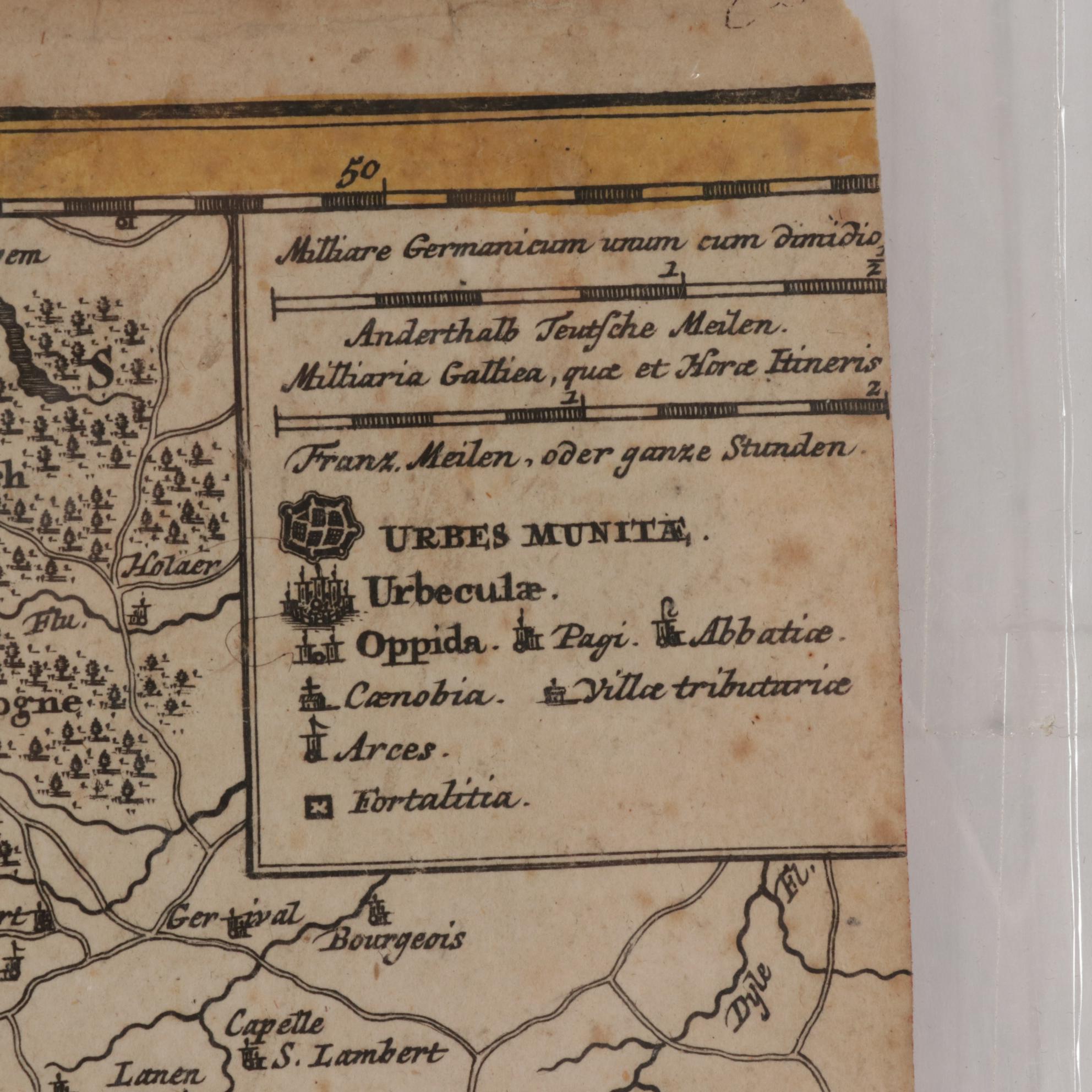 Johann Baptiste Homann Hand-Colored Engraved Map "Hannoniae", 18th Century