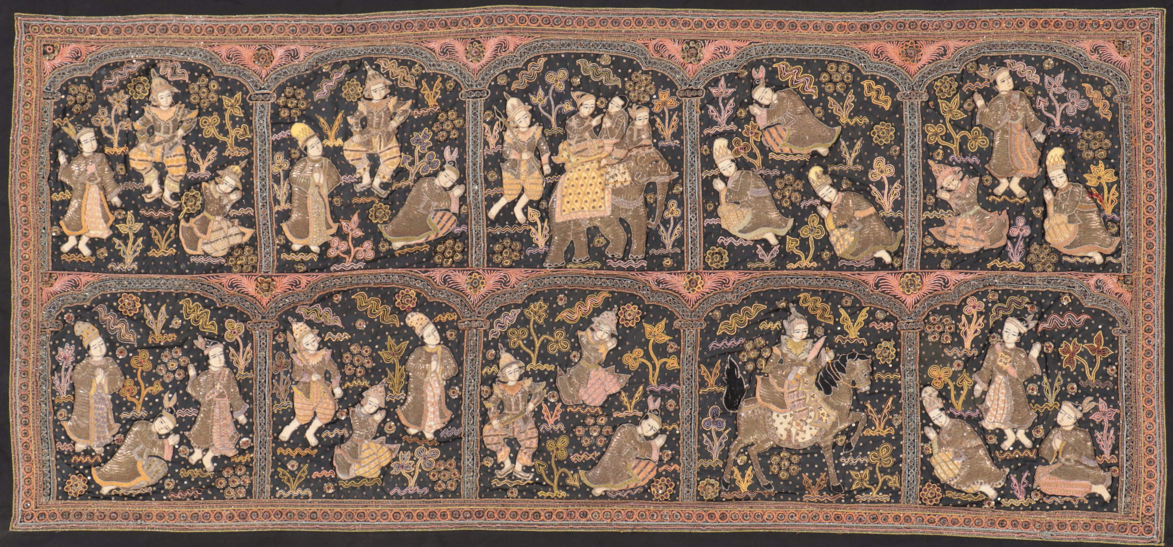 Burmese Handmade Embroidered Kalaga Wall Hanging