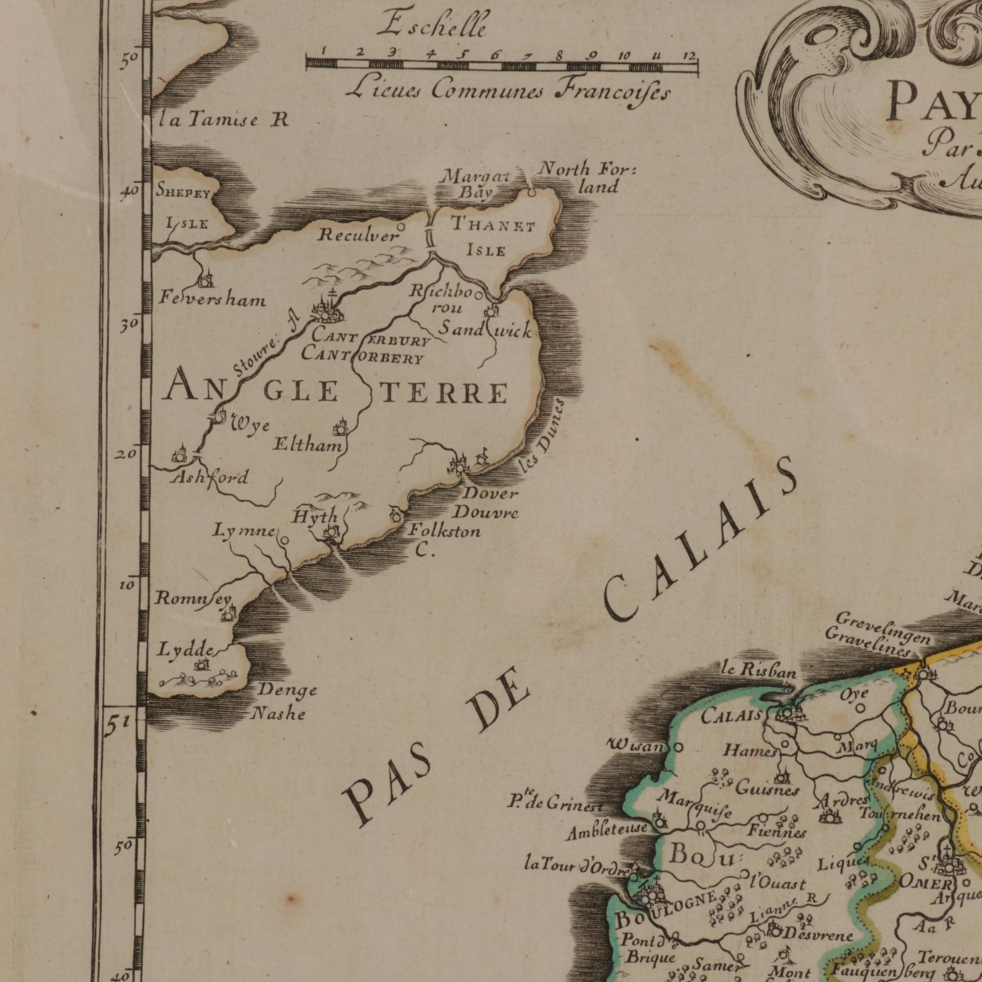 Nicolas Sanson Engraved Map of Belgium and Northwestern France, Mid-17th Century