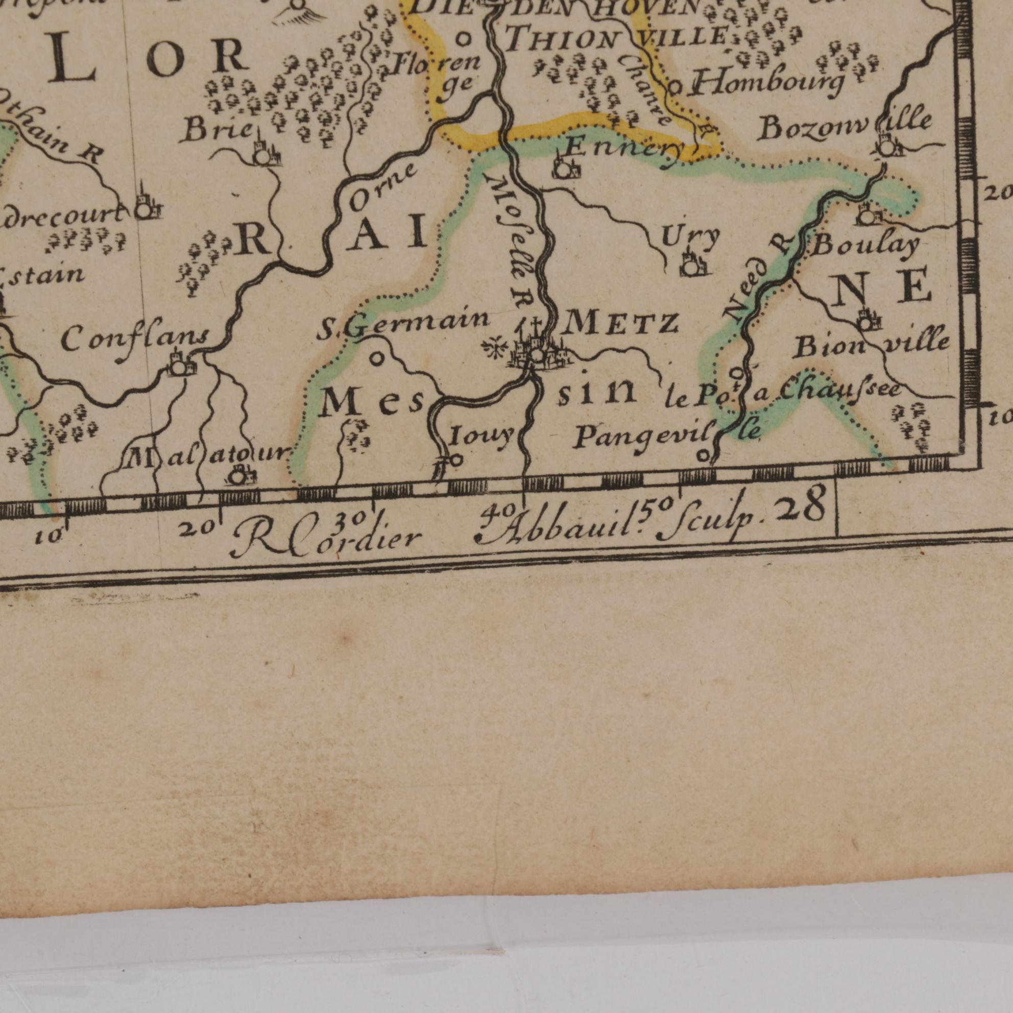 Nicolas Sanson Engraved Map of Belgium and Northwestern France, Mid-17th Century