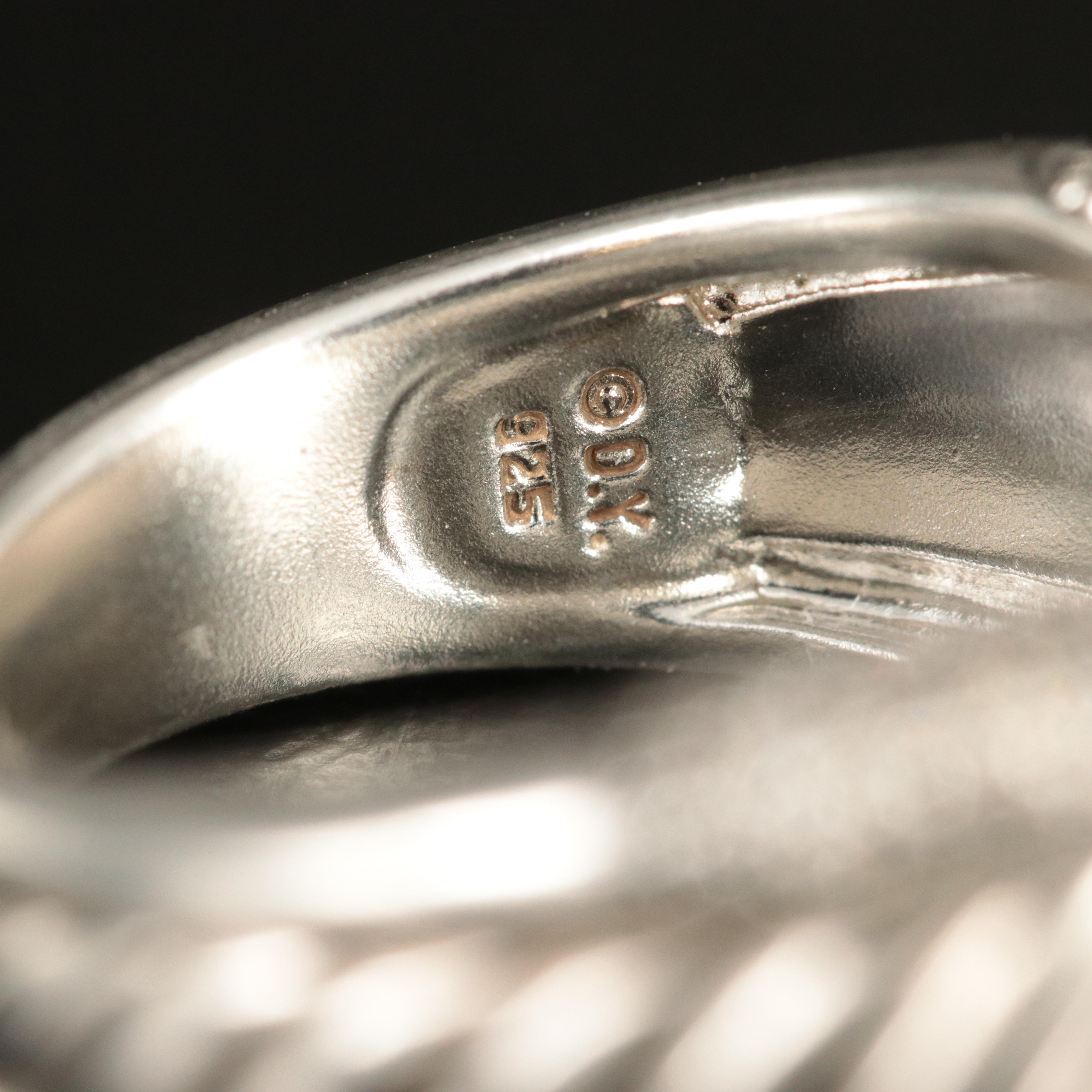 David Yurman Sterling Prasiolite and 0.36 CTW Diamond Sculpted Cable Ring