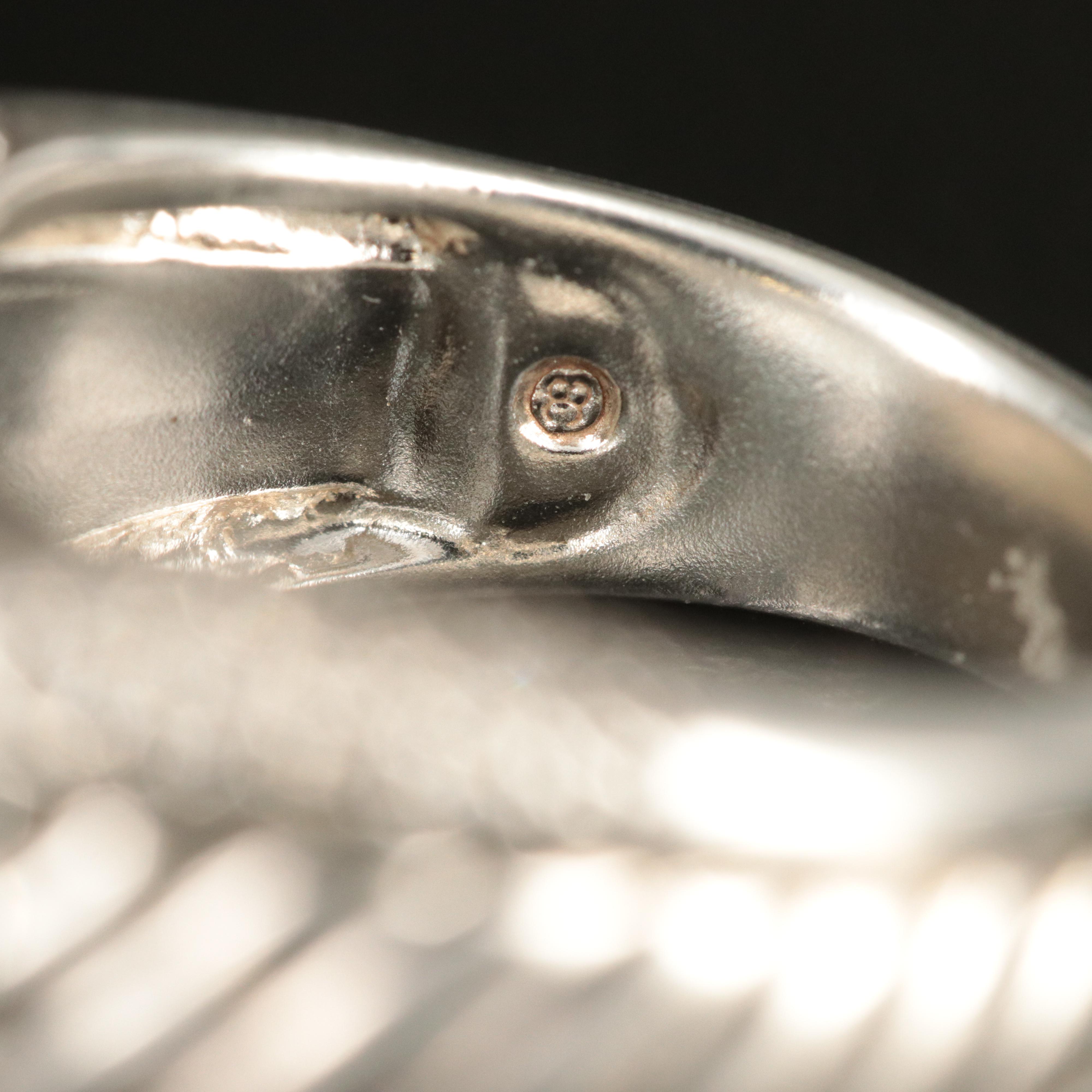 David Yurman Sterling Prasiolite and 0.36 CTW Diamond Sculpted Cable Ring