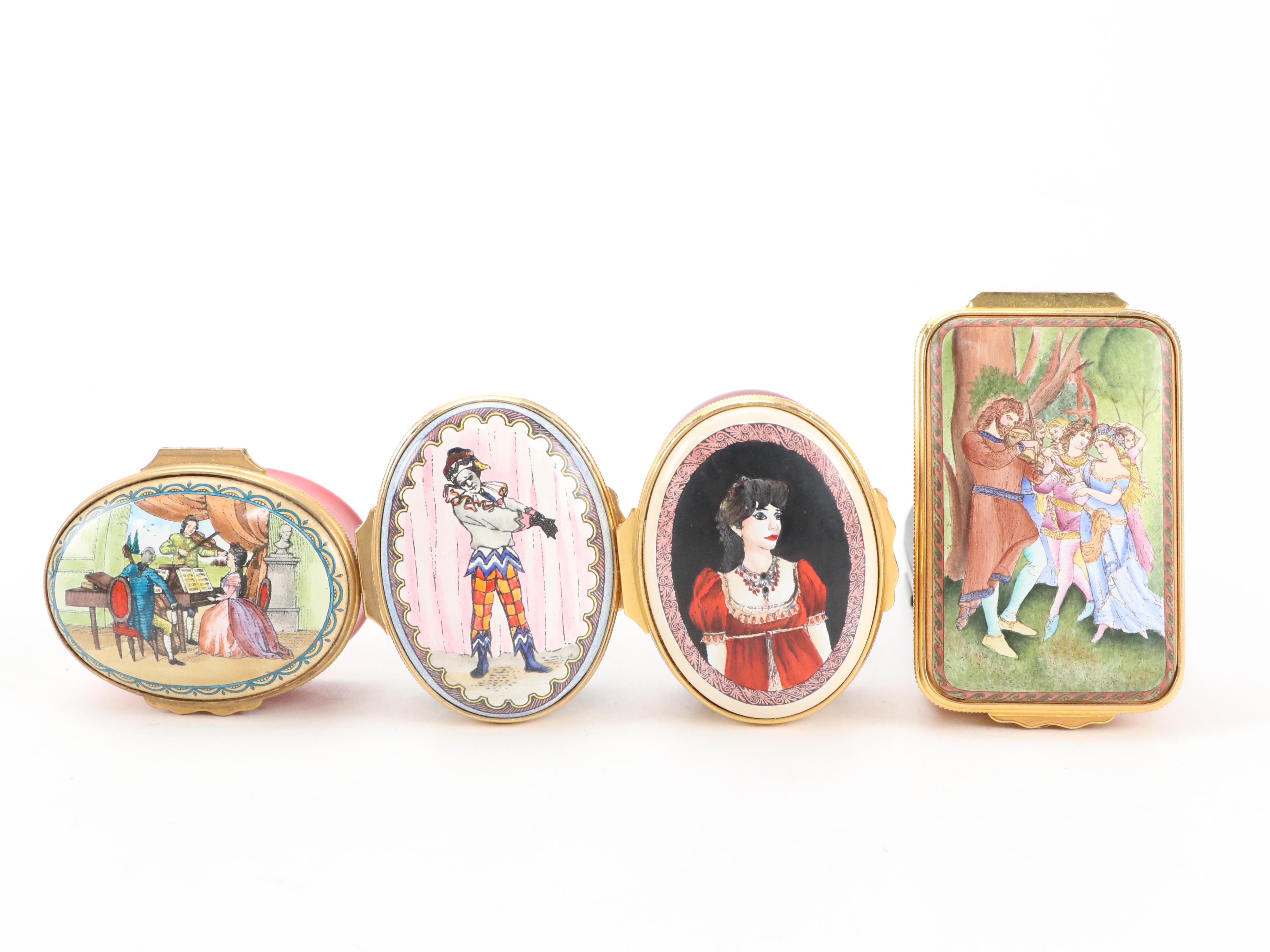 Halcyon Days Enamel Boxes Including Music Box and More