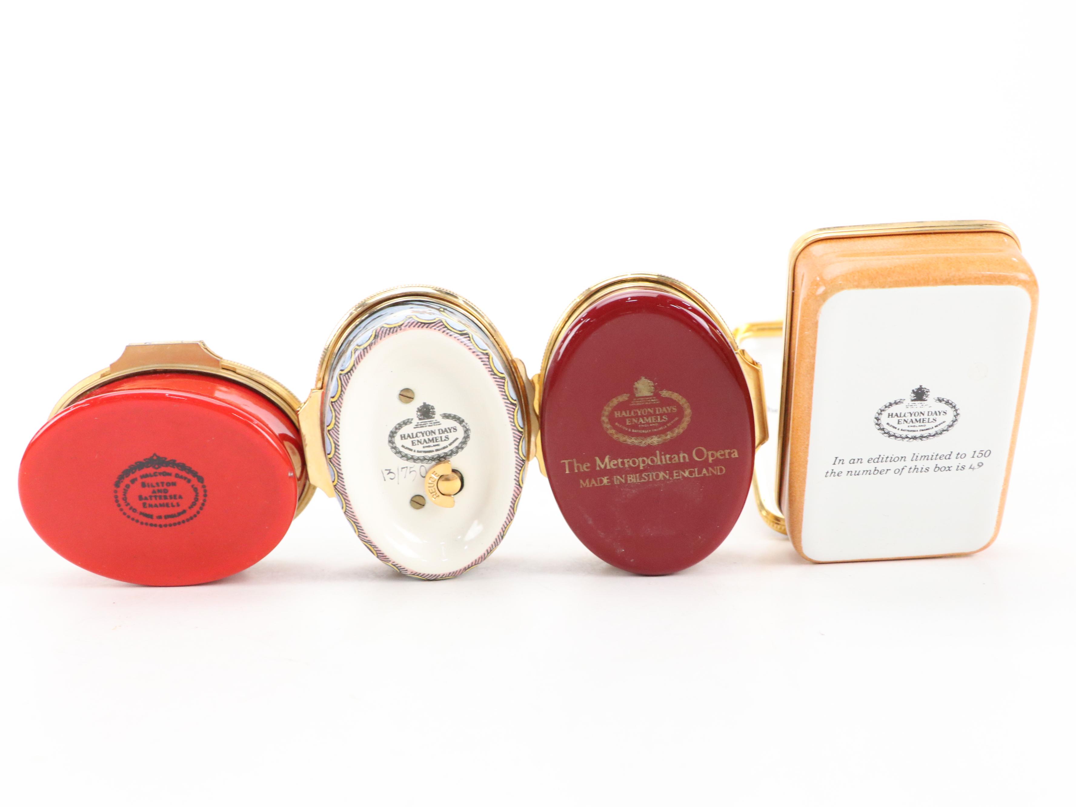 Halcyon Days Enamel Boxes Including Music Box and More