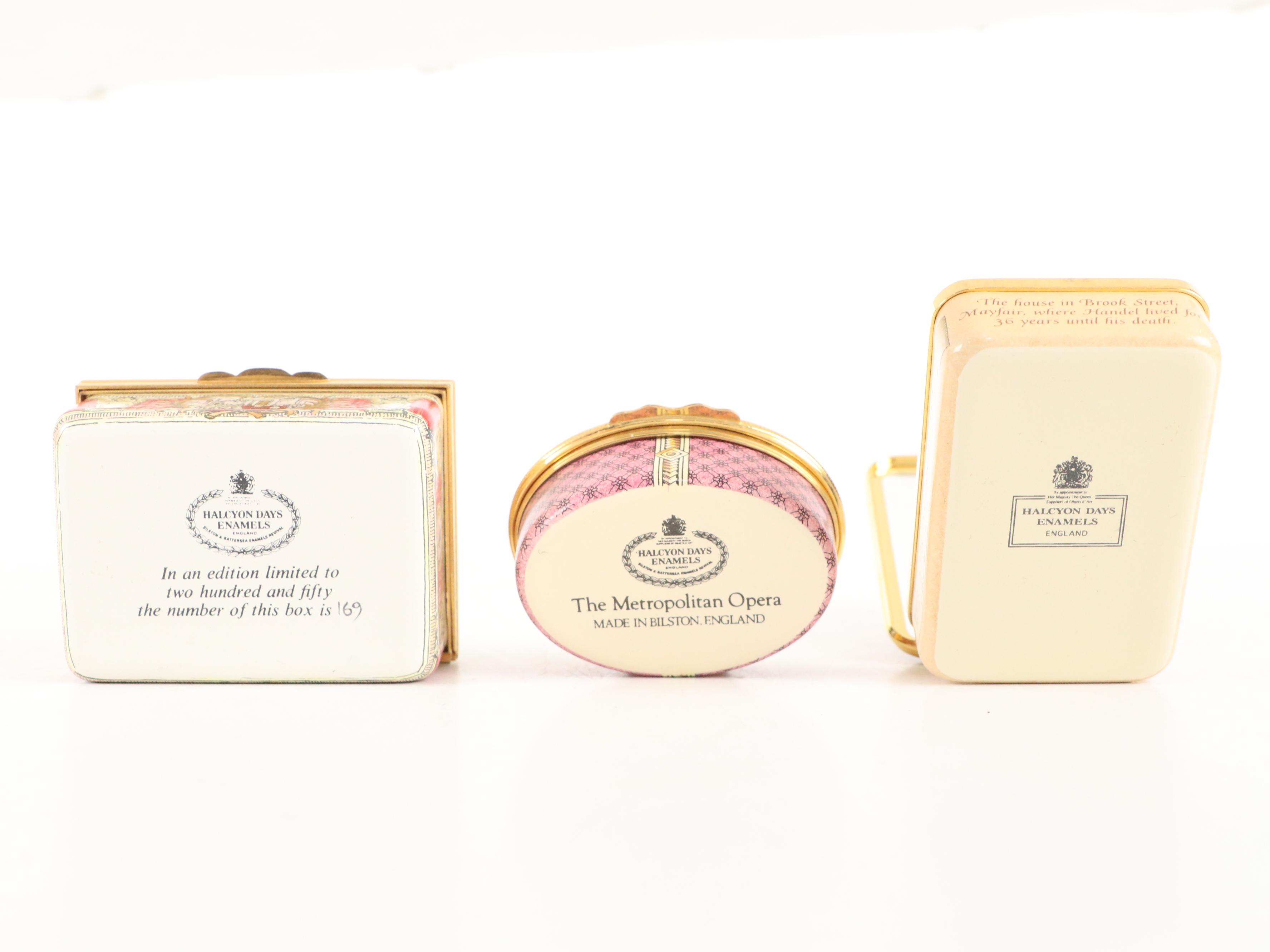 Halcyon Days Enamel Boxes Including Music Box and More
