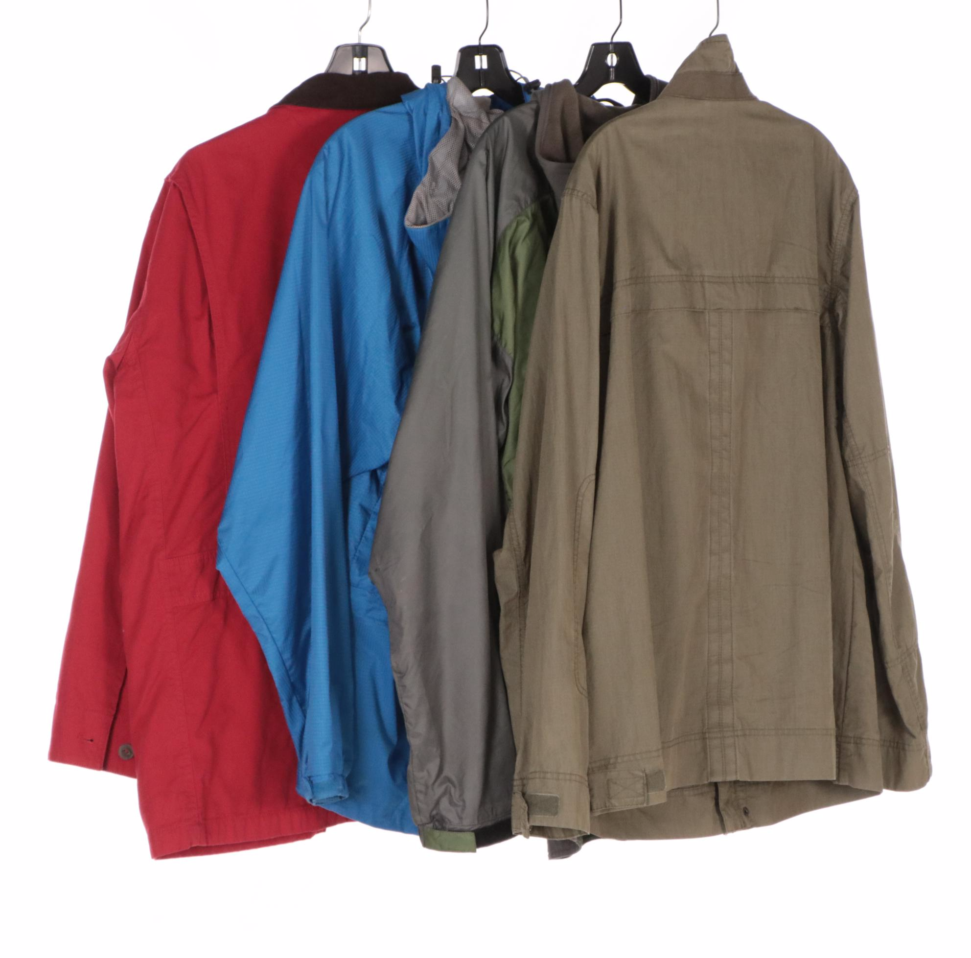 Men's Orvis Barn Coat, Eddie Bauer Travex Jacket, and Marmot Hooded Zip Jackets