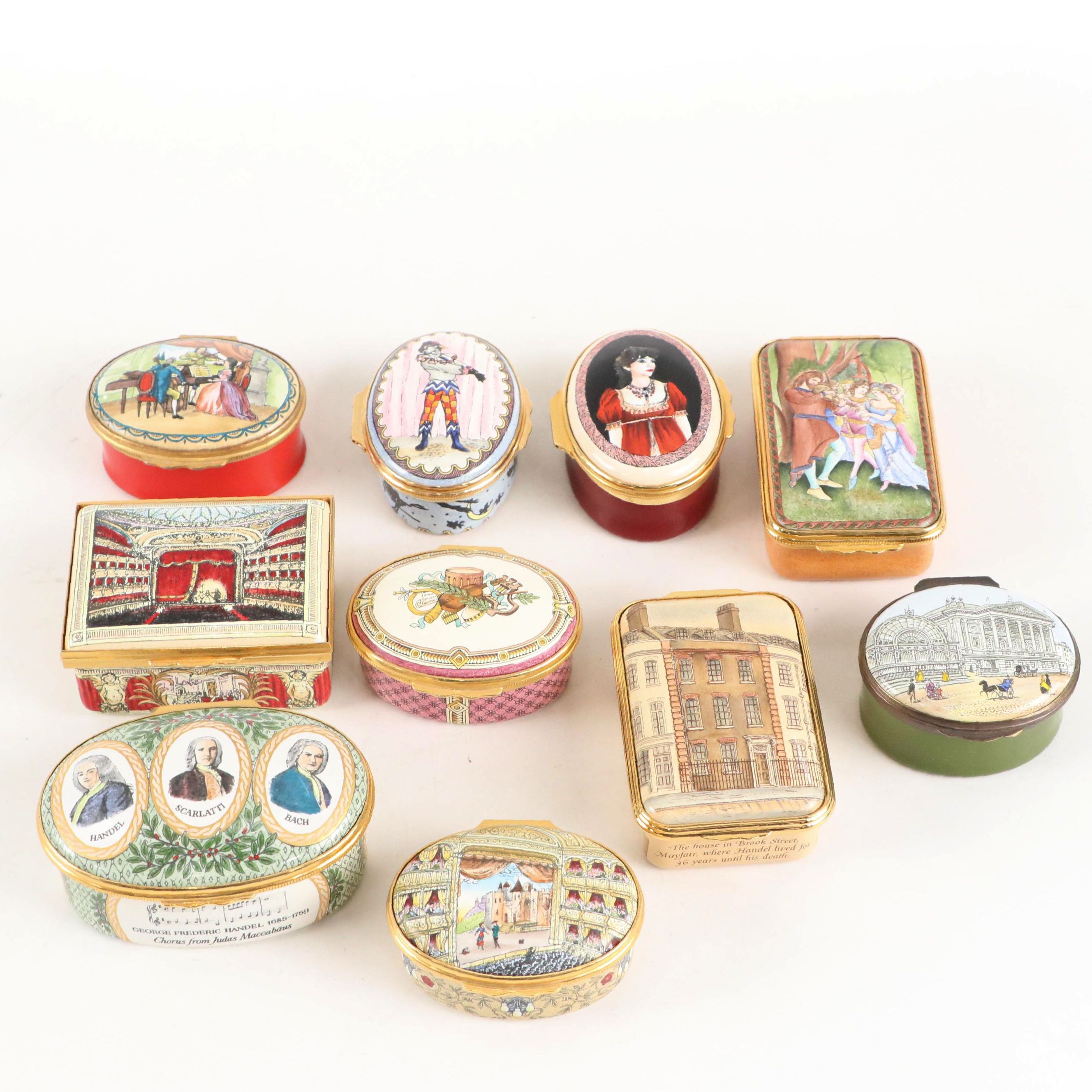Halcyon Days Enamel Boxes Including Music Box and More