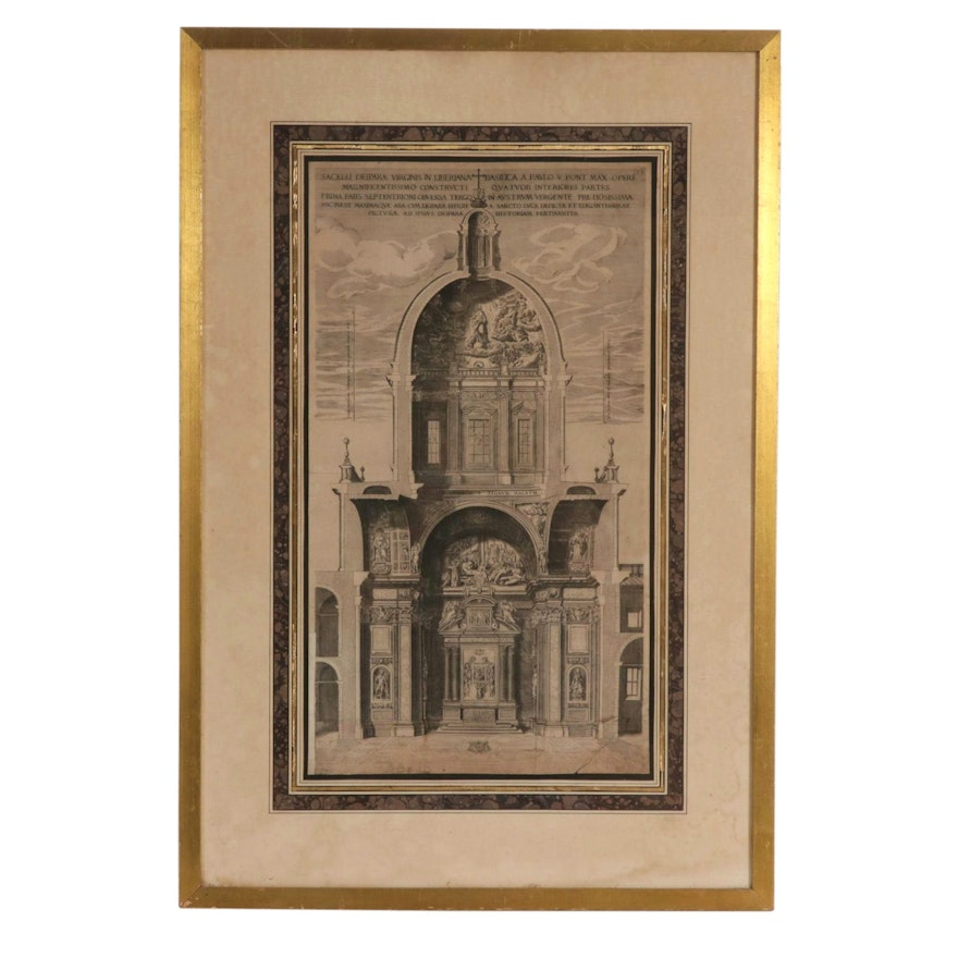 Interior Architectual Etching Of The Basilica of Saint Mary Major