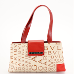 Bulgari Shoulder Bag in Silk and Red leather