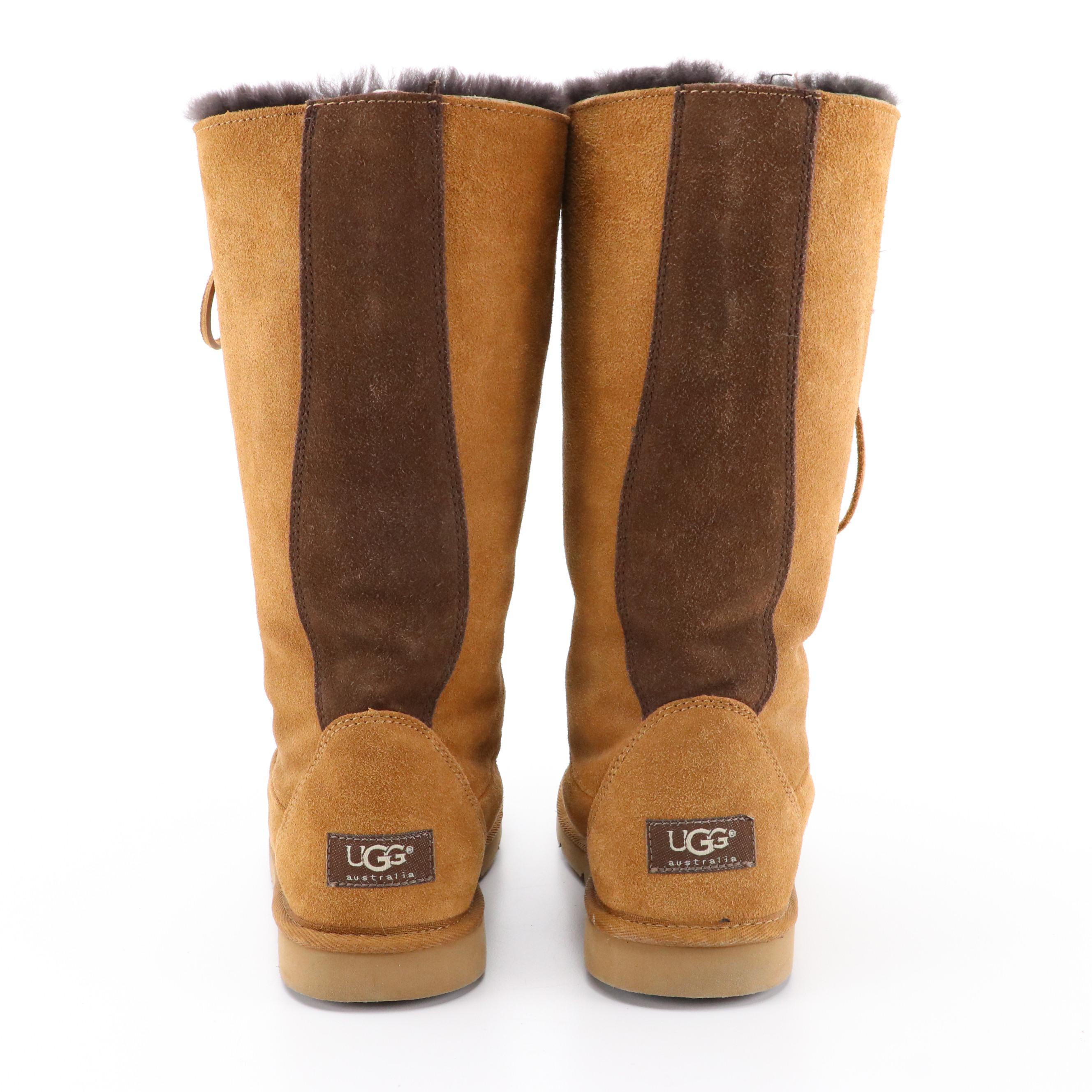 Ugg Suede and Sheepskin Lace-Up Boots