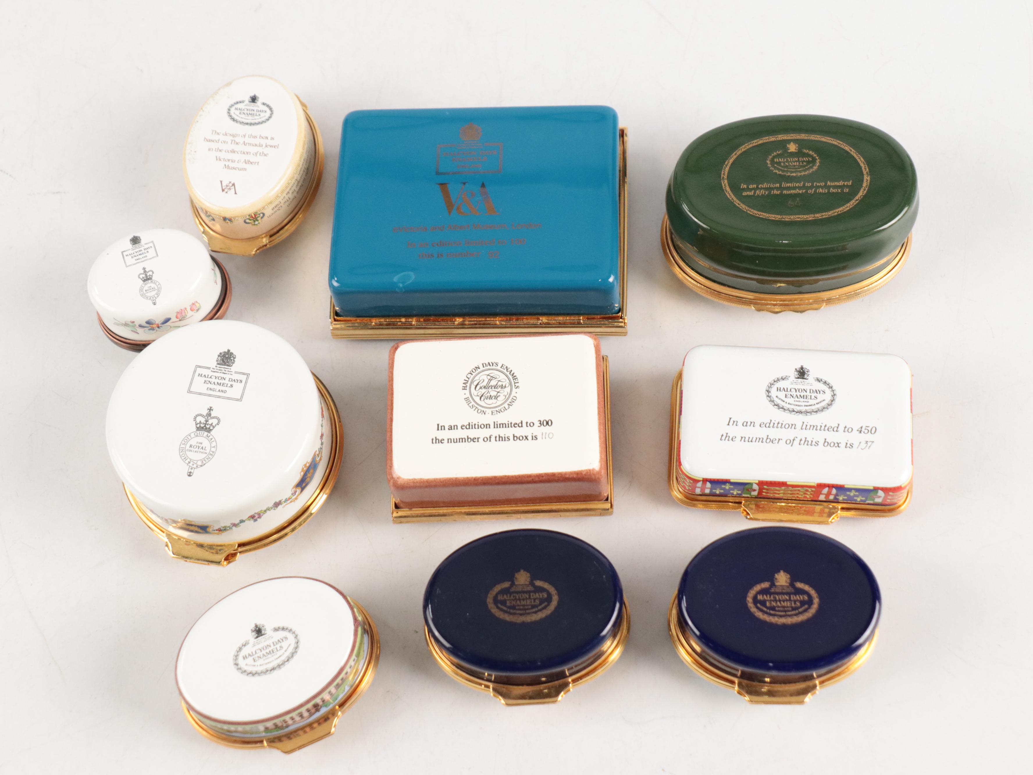 Halcyon Days Enamel Boxes Featuring Monarchs and English Themes