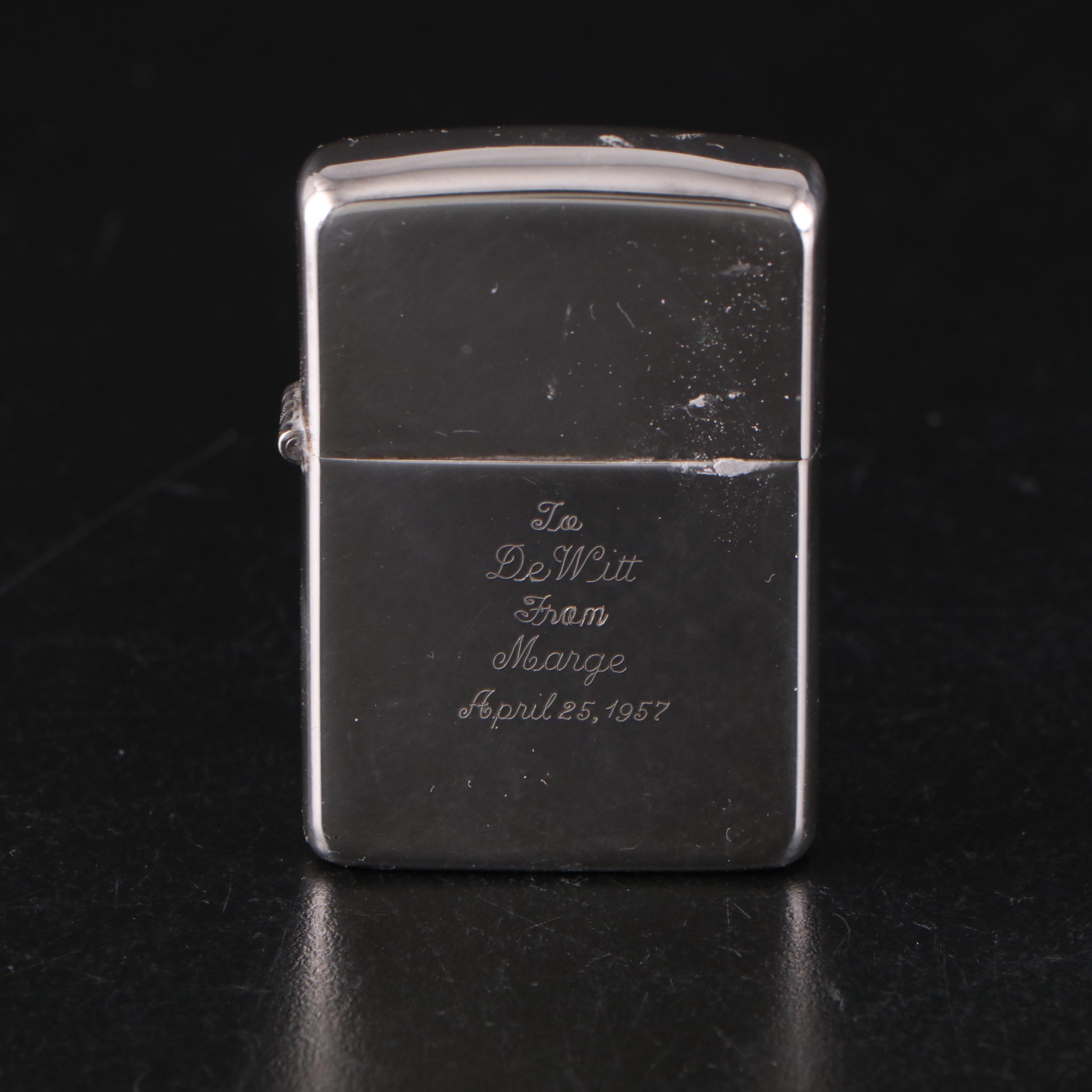 Zippo Sterling Silver Lighter with Silver Plate Shakers and Other Pocket Items