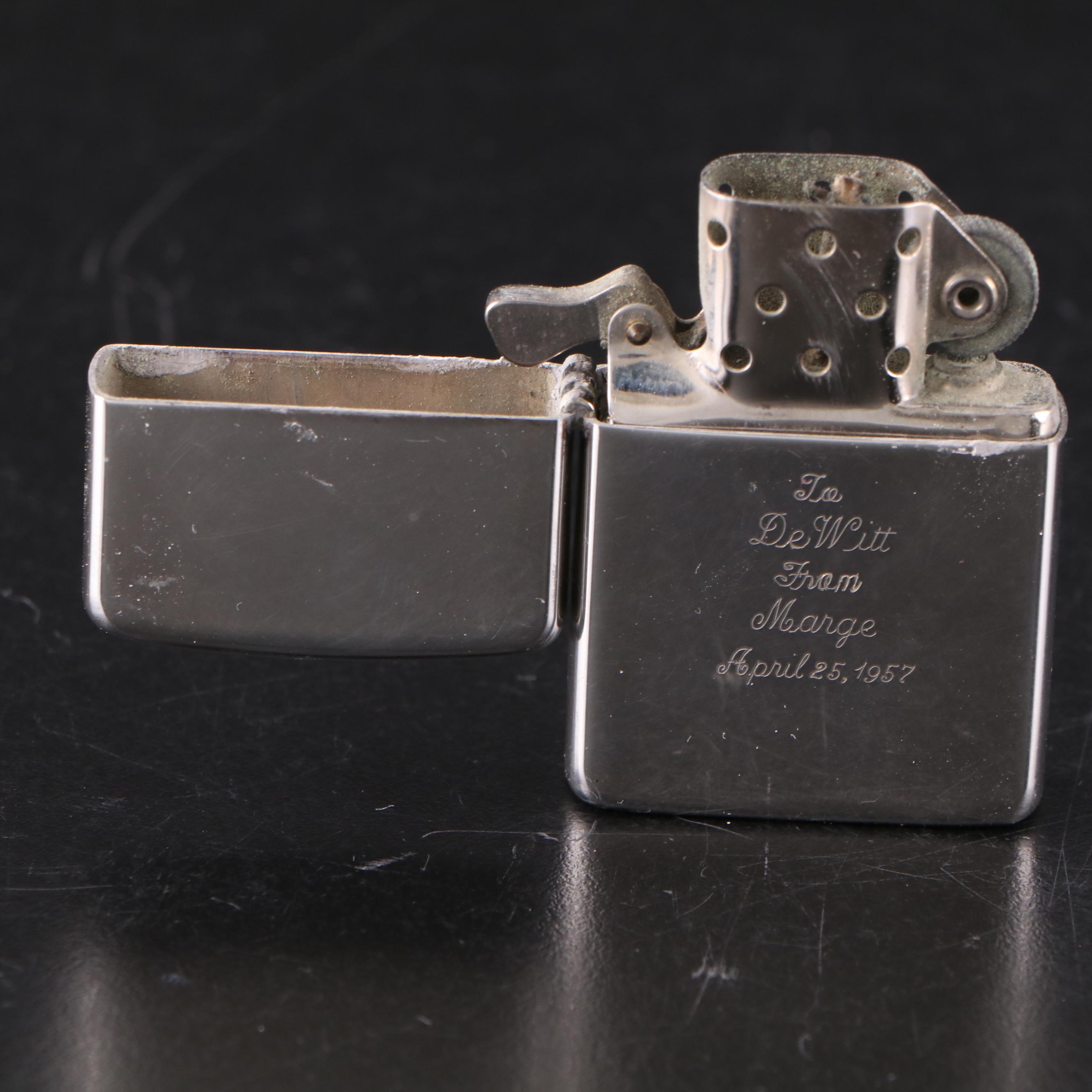 Zippo Sterling Silver Lighter with Silver Plate Shakers and Other Pocket Items