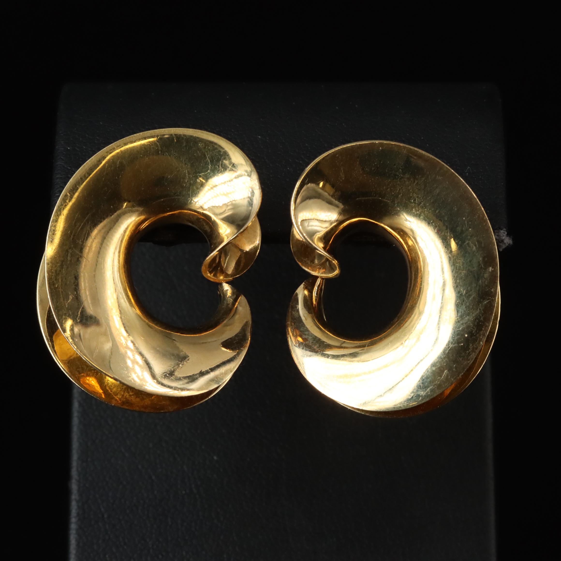 Signed 18K Curved Earrings