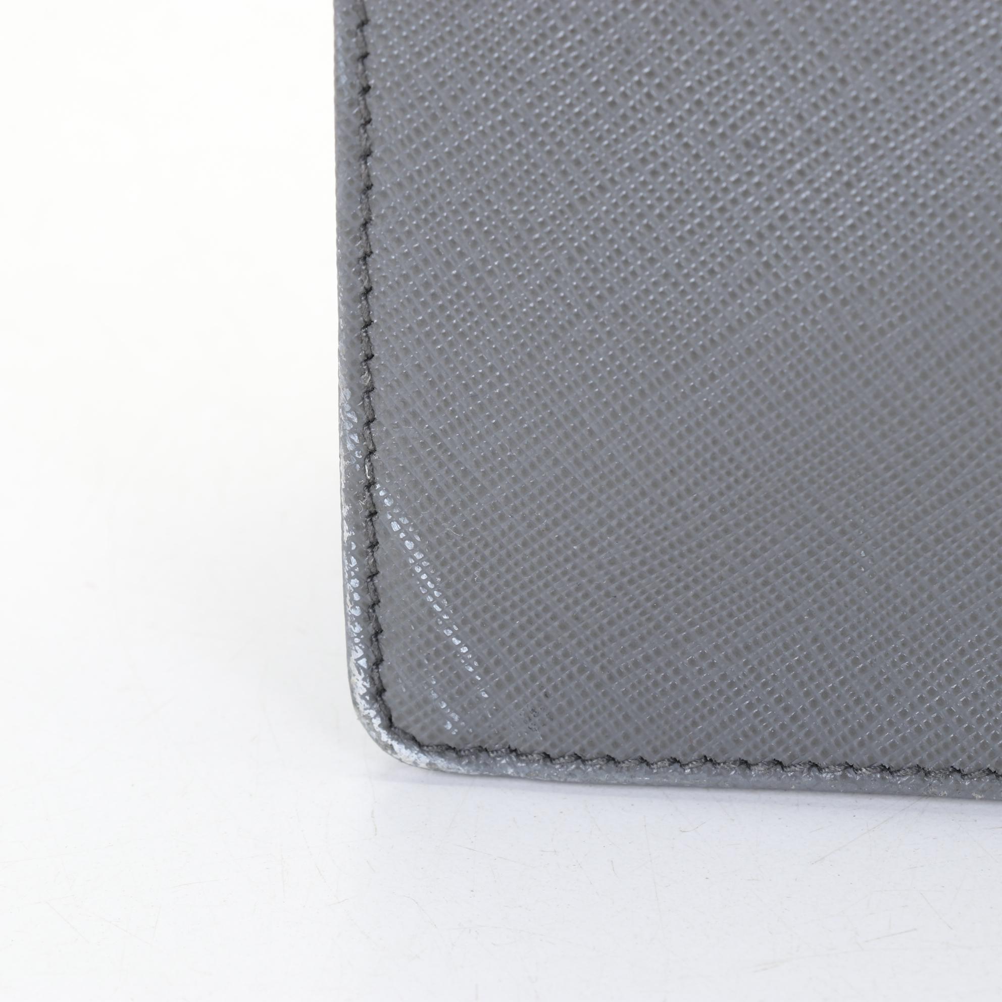 Prada Grey Saffiano Leather Travel Briefcase With Dust Cover and Box