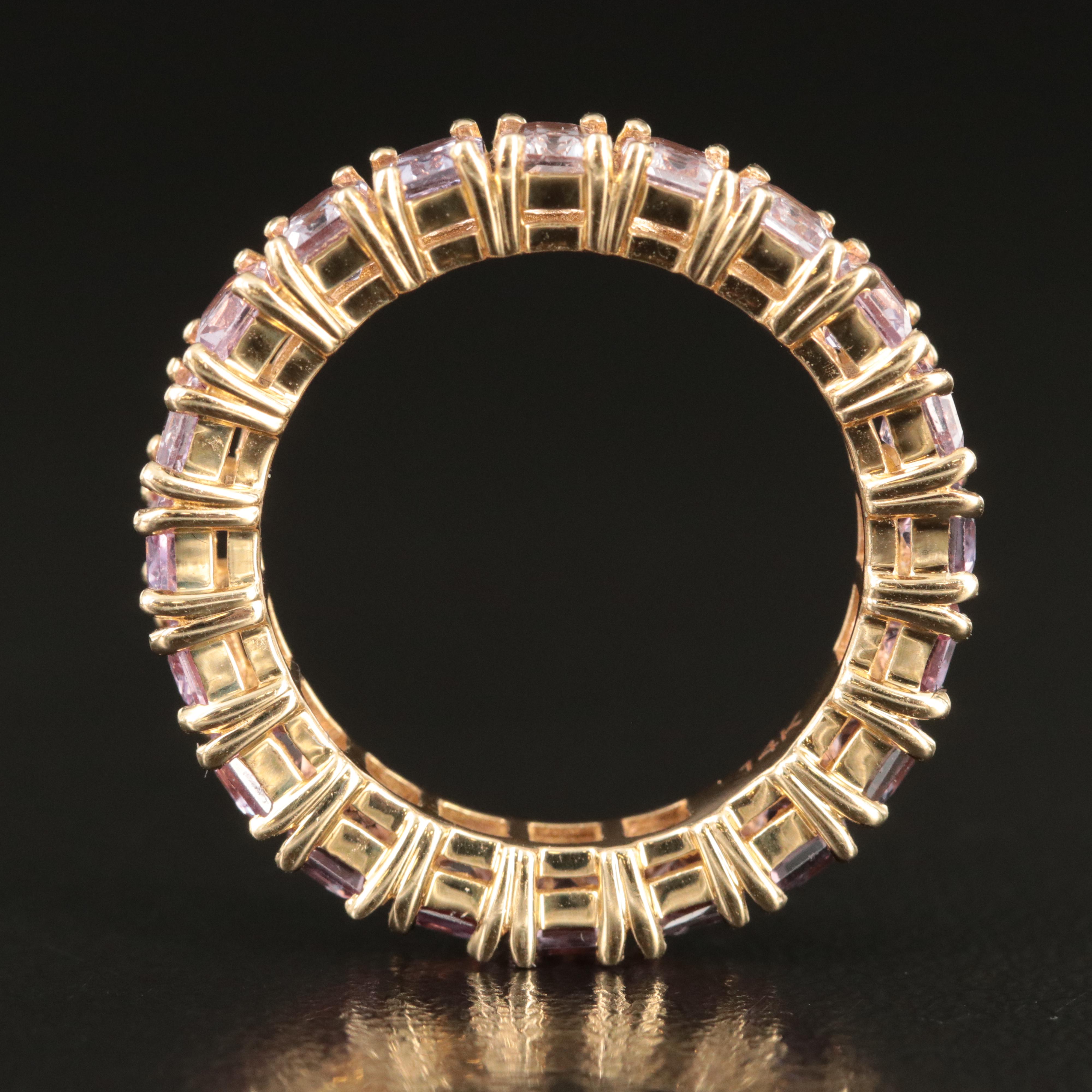 14K Pink Sapphire Eternity Band